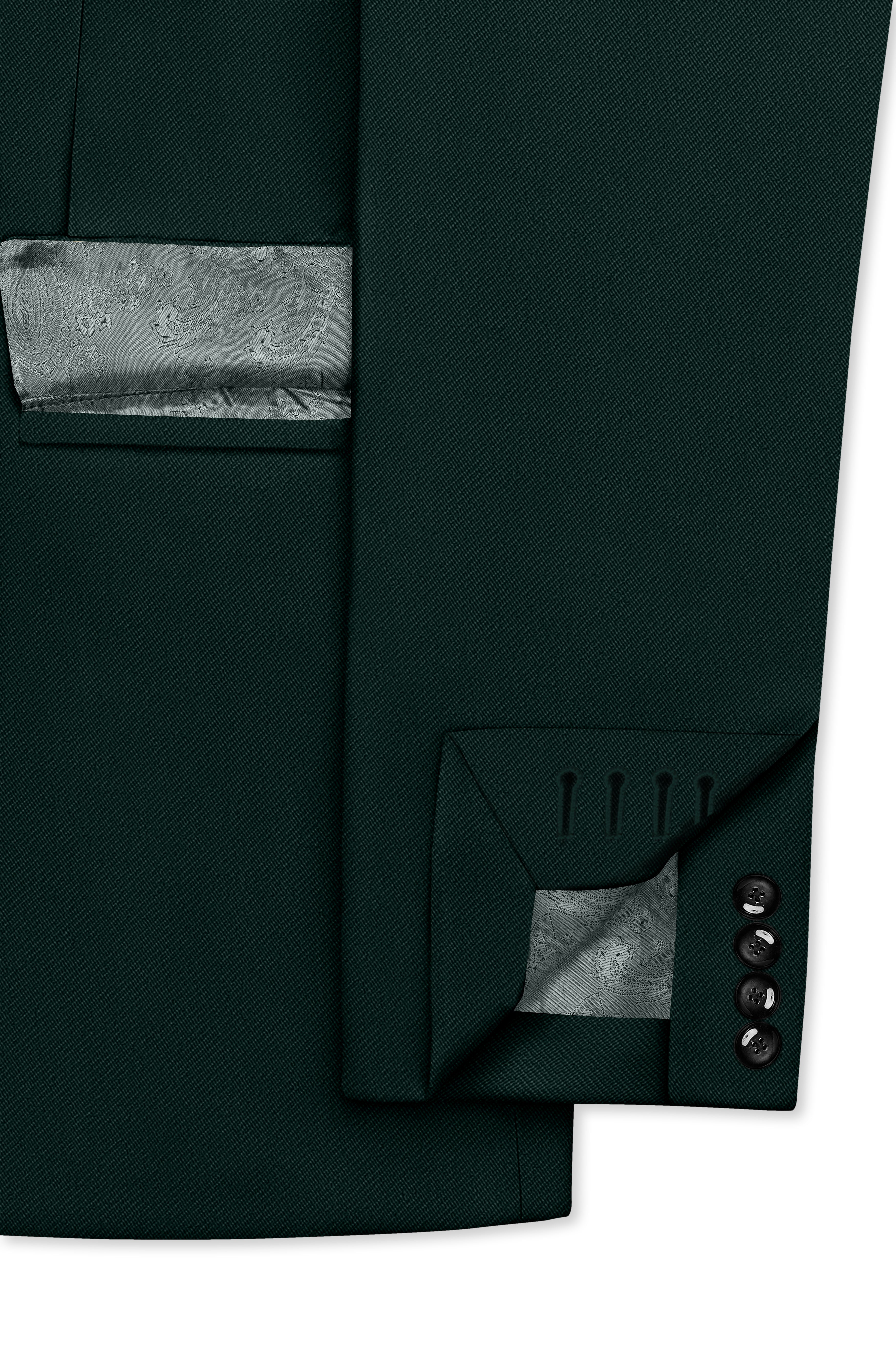 Lustre-Emerald Green Wool Rich Slight Stretch Double Breasted Blazer