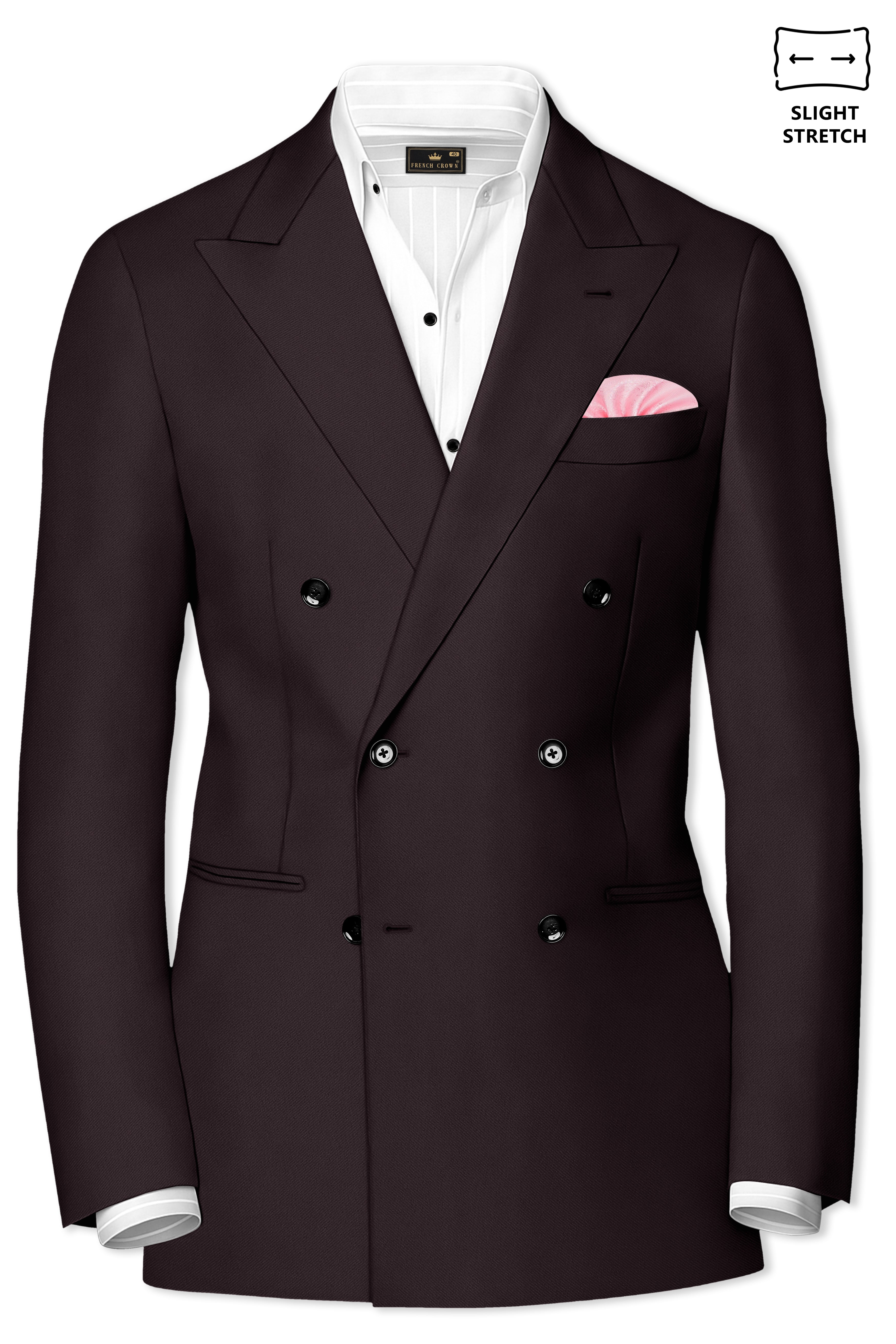 Bristol-Eclipse Brown Wool Rich Slight Stretch Double Breasted Blazer