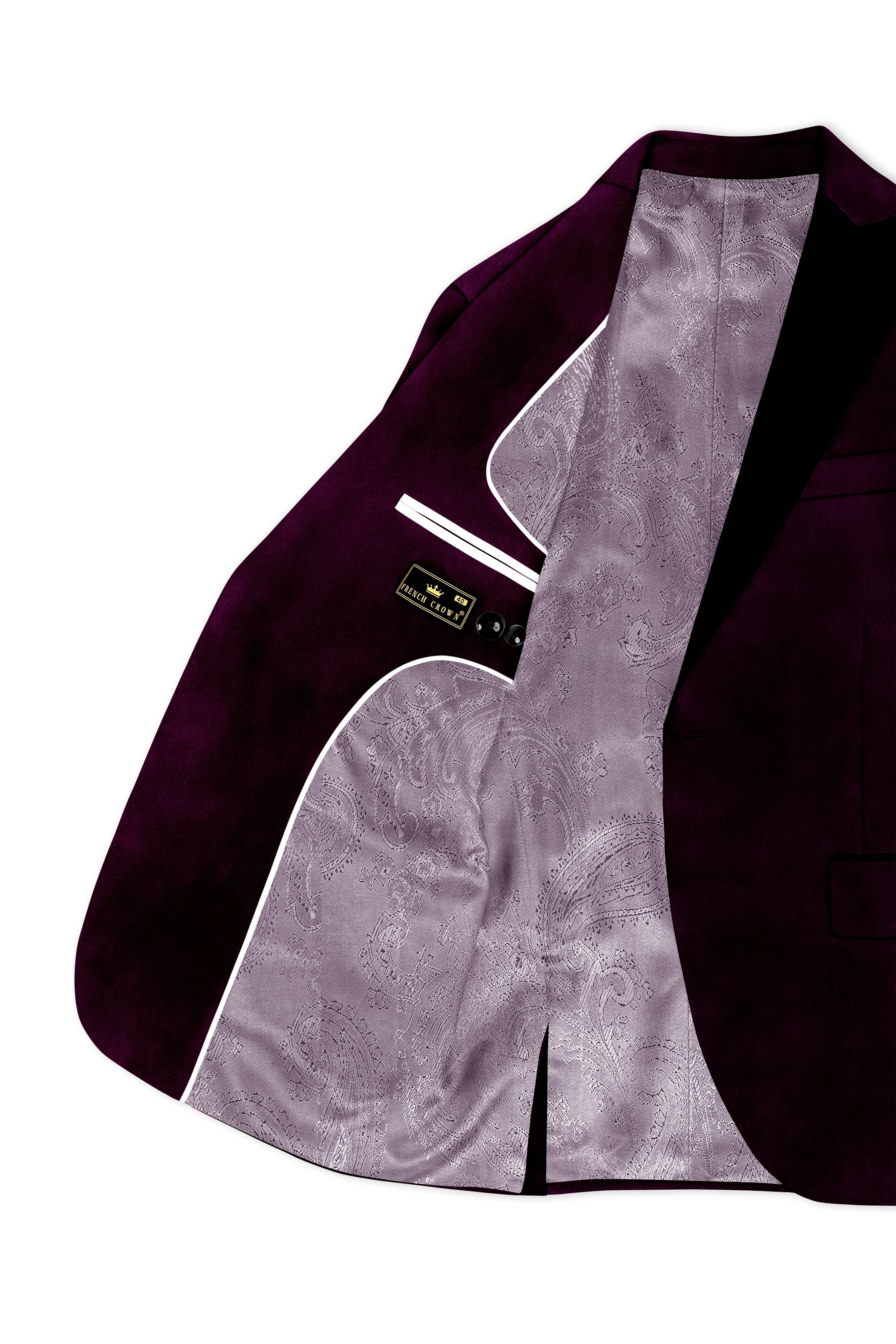 Regalis-Asphalt Purple Velvet Peak Lapel Tuxedo Blazer