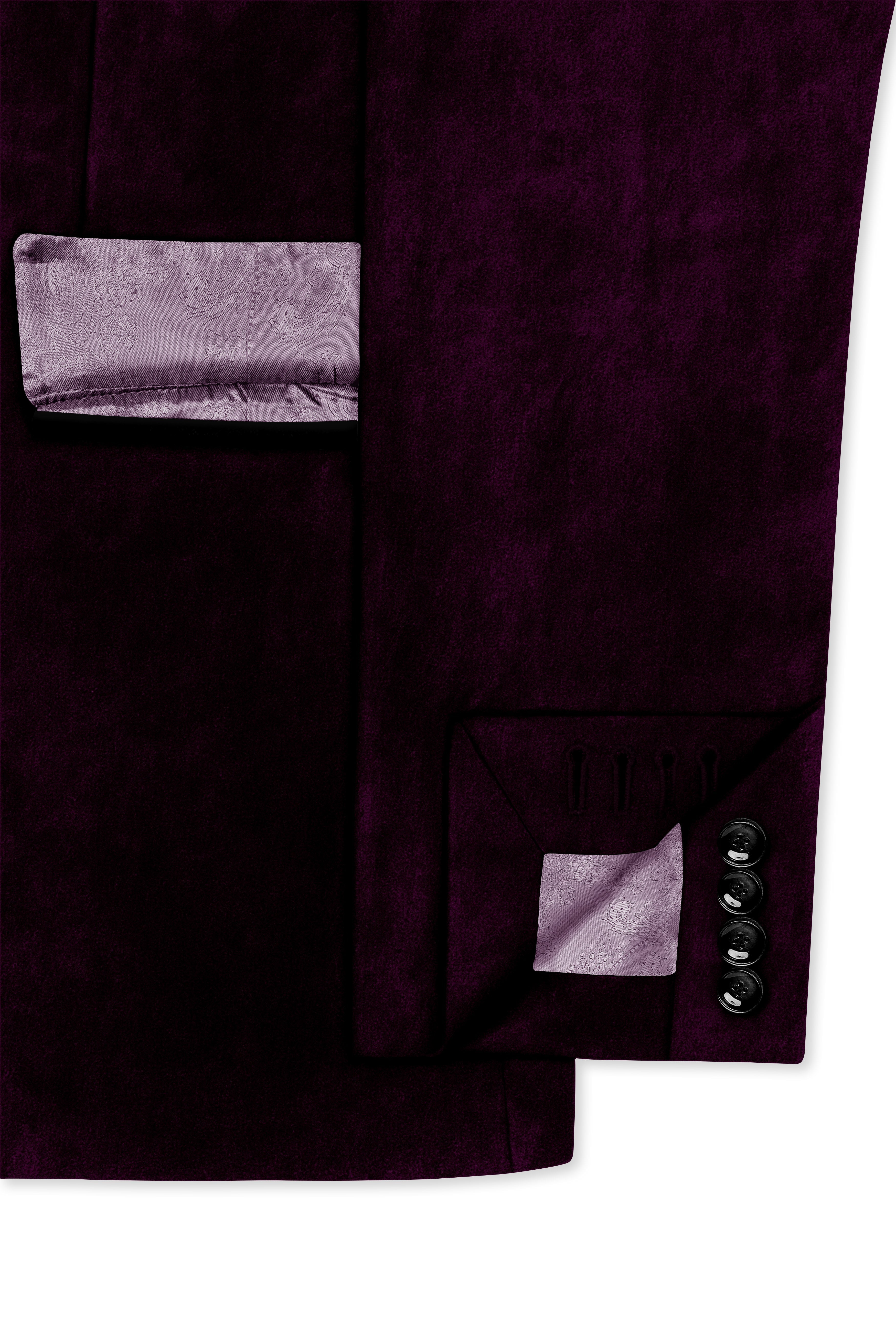 Regalis-Asphalt Purple Velvet Peak Lapel Tuxedo Blazer