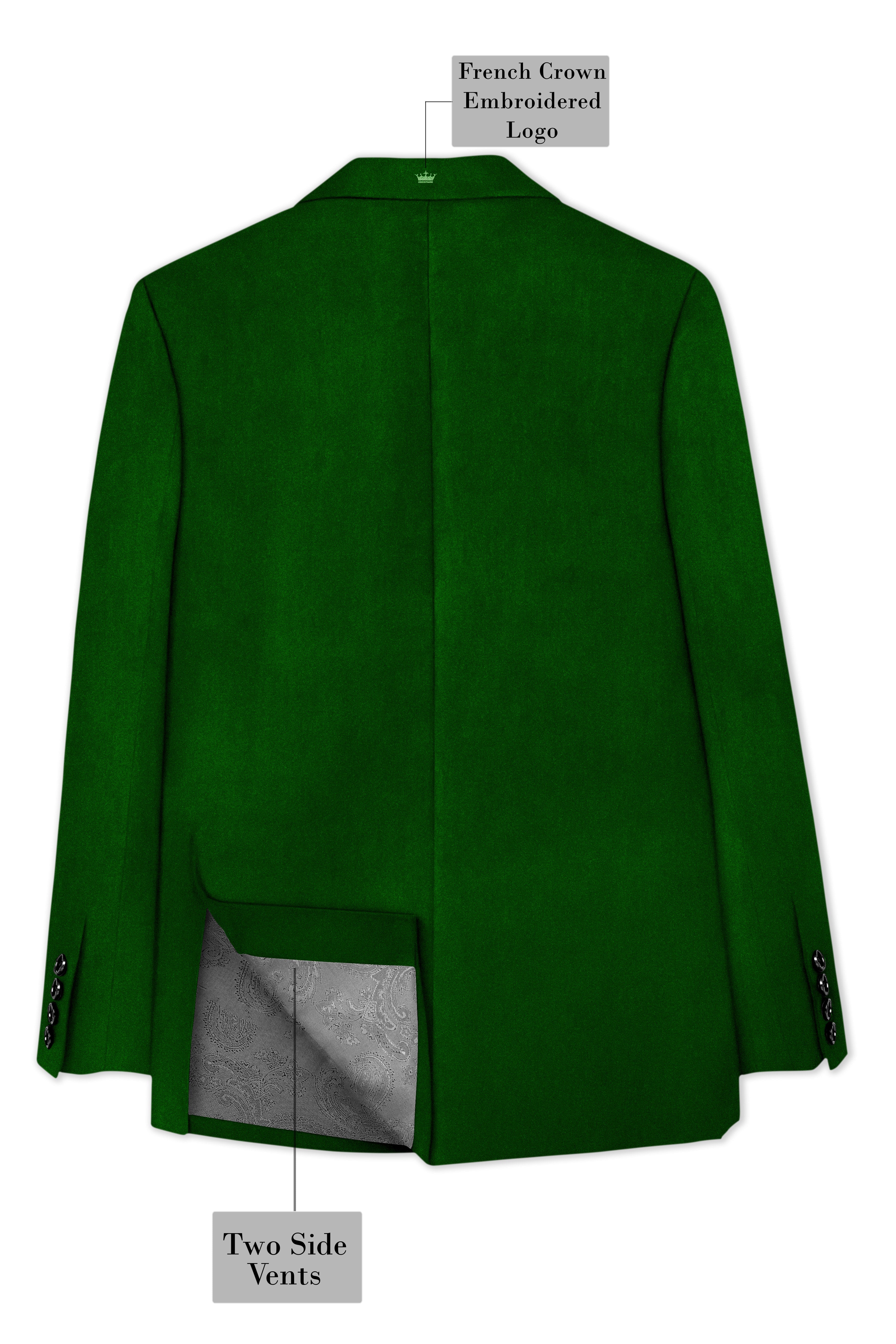 Viridian-Hunter Green Velvet Peak Lapel Tuxedo Blazer
