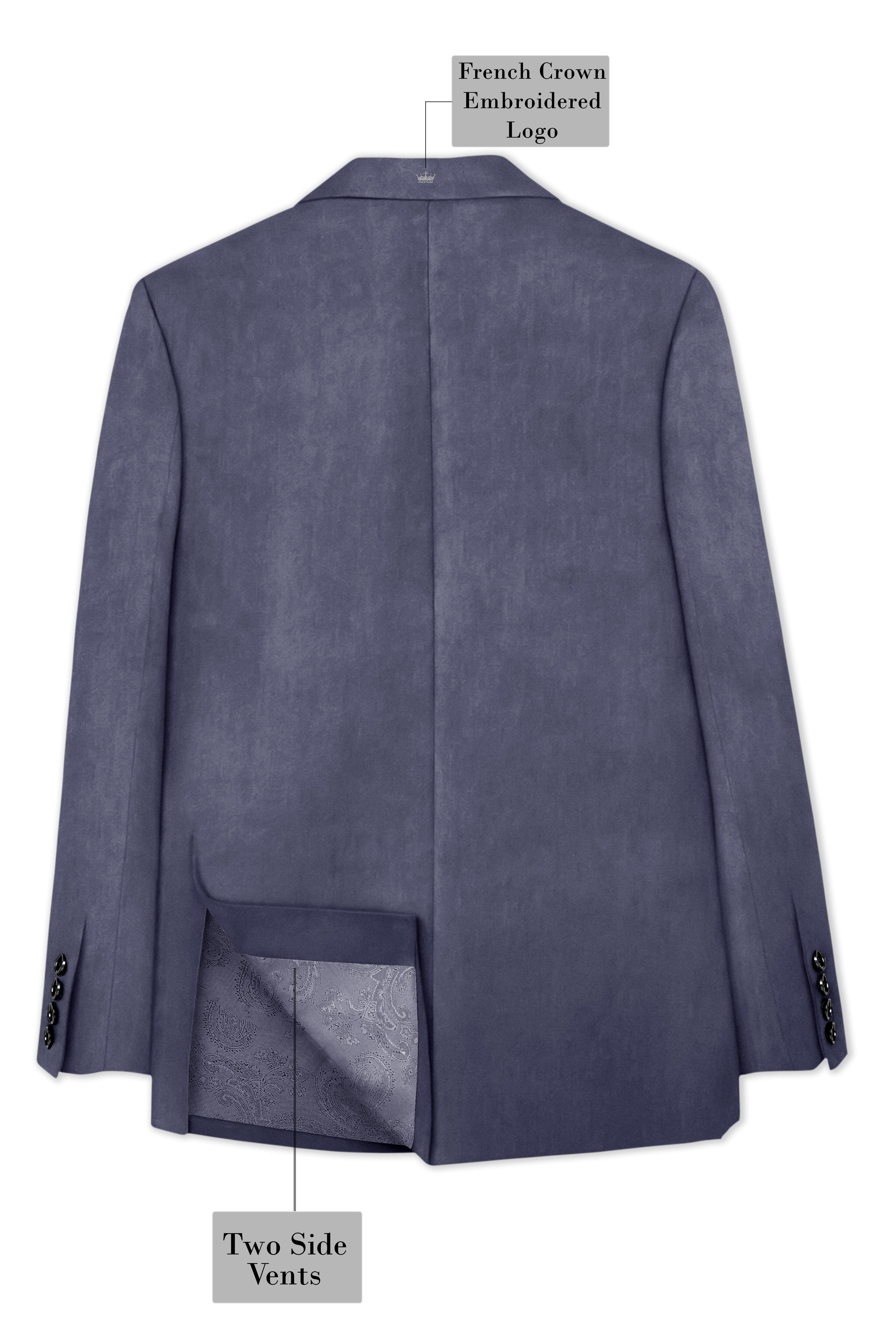 Imperium-Gun Powder Gray Velvet Peak Lapel Tuxedo Blazer