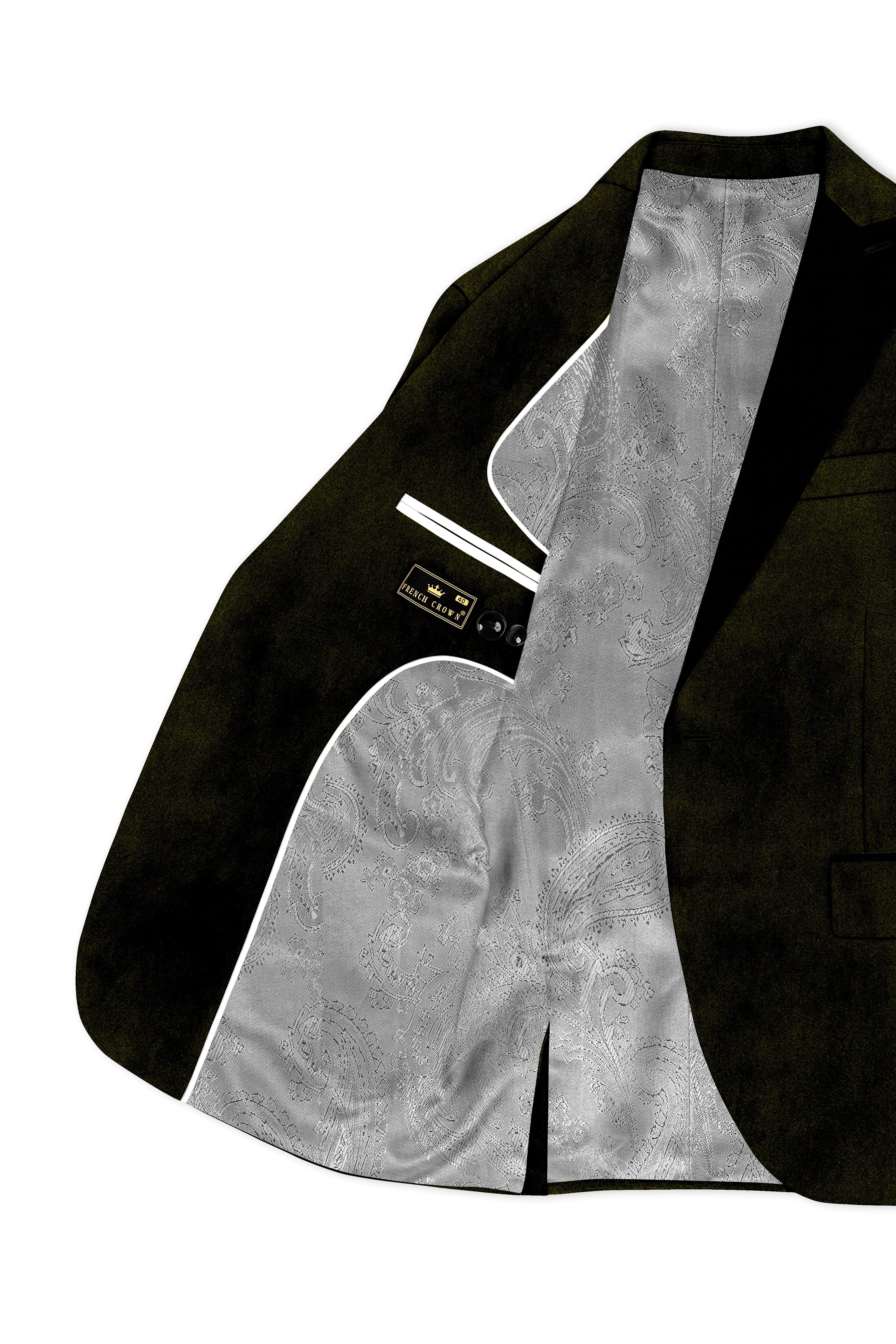 Montverde-Rangoon Green Velvet Peak Lapel Tuxedo Blazer
