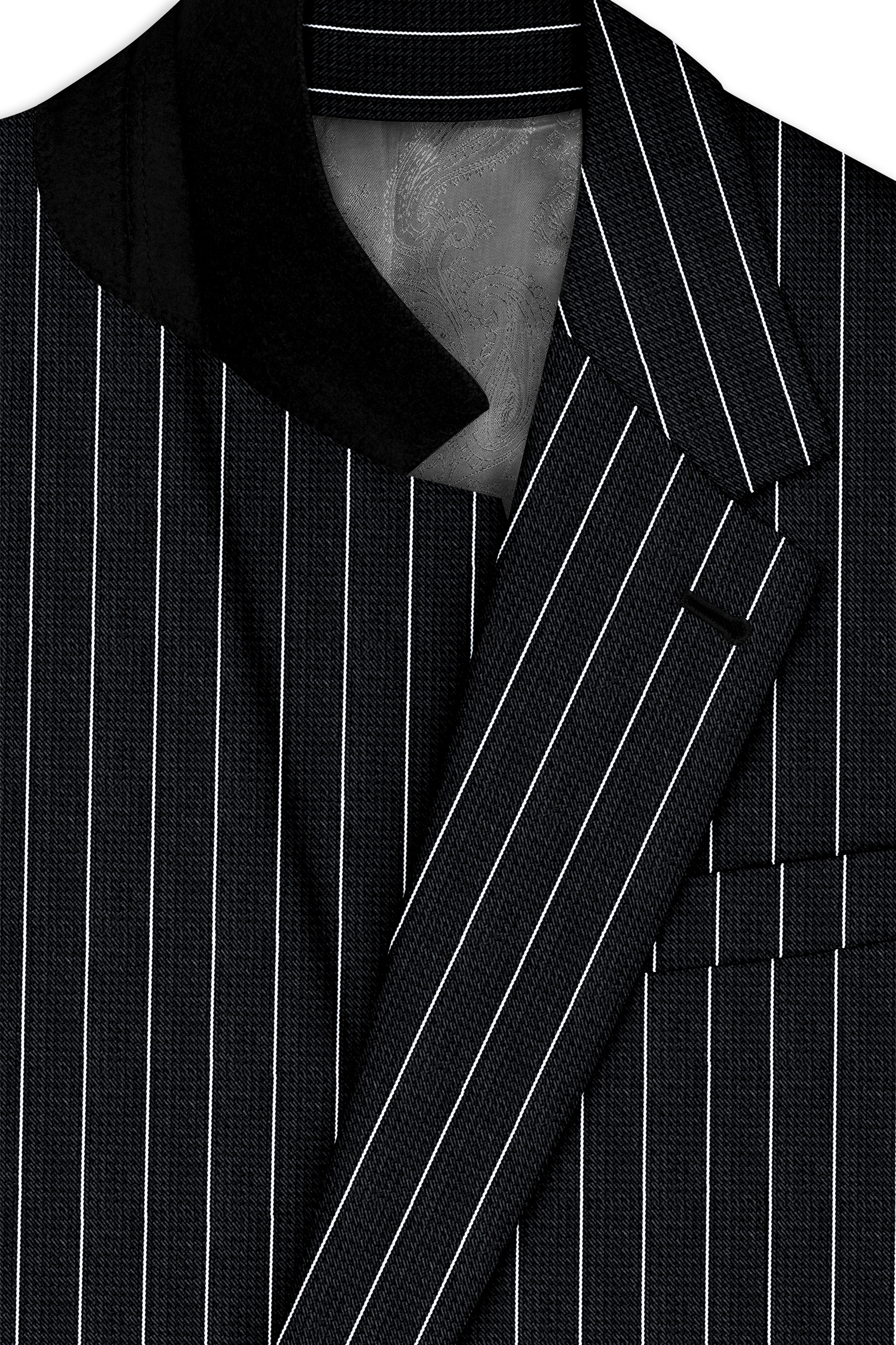 Viceroy-Jade Black And Bright White Chalk Striped Wool Rich Slight Stretch Single Breasted Blazer