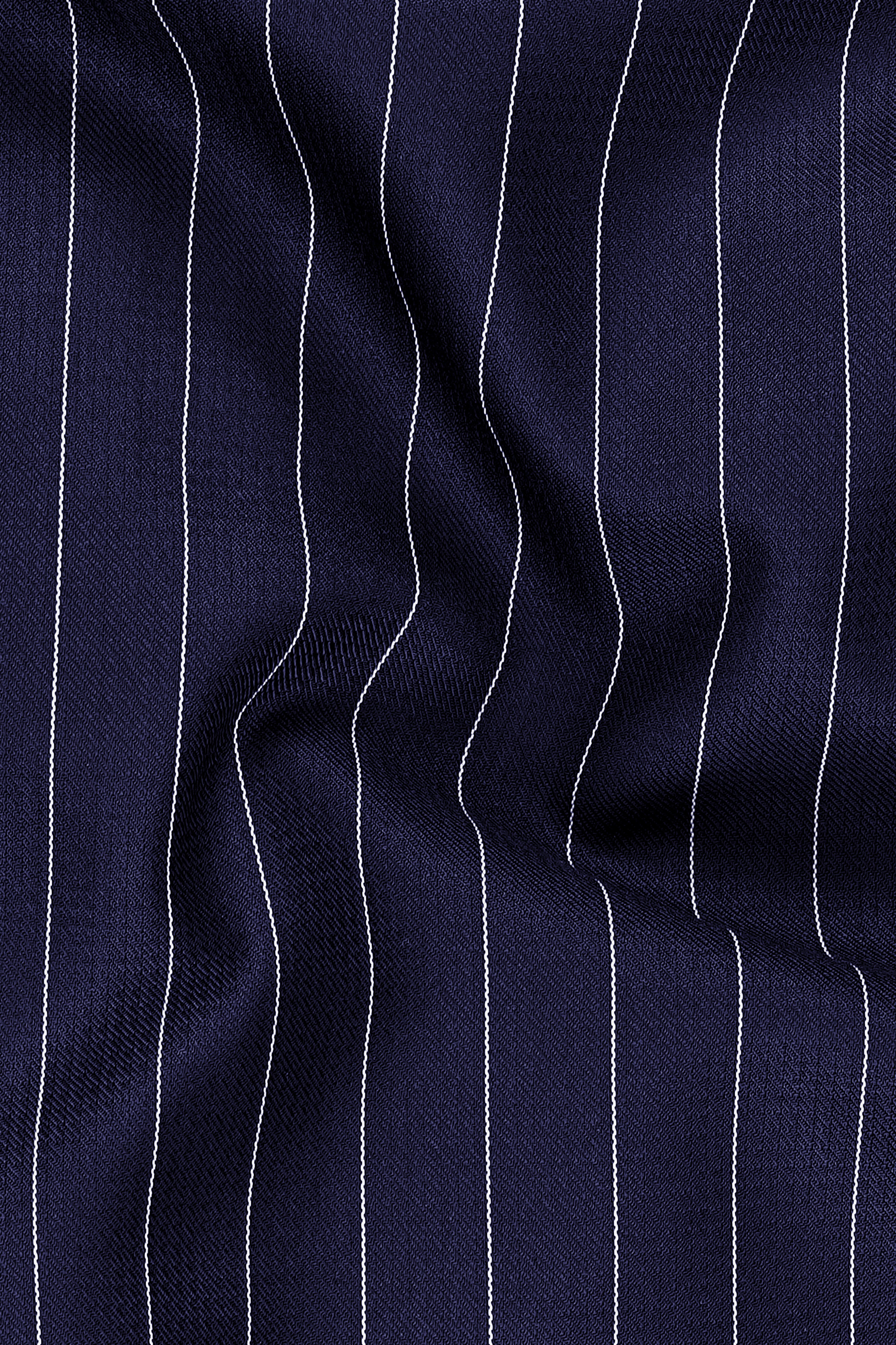 Ascot-Berry Blue And Bright White Chalk Striped Wool Rich Slight Stretch Single Breasted Blazer