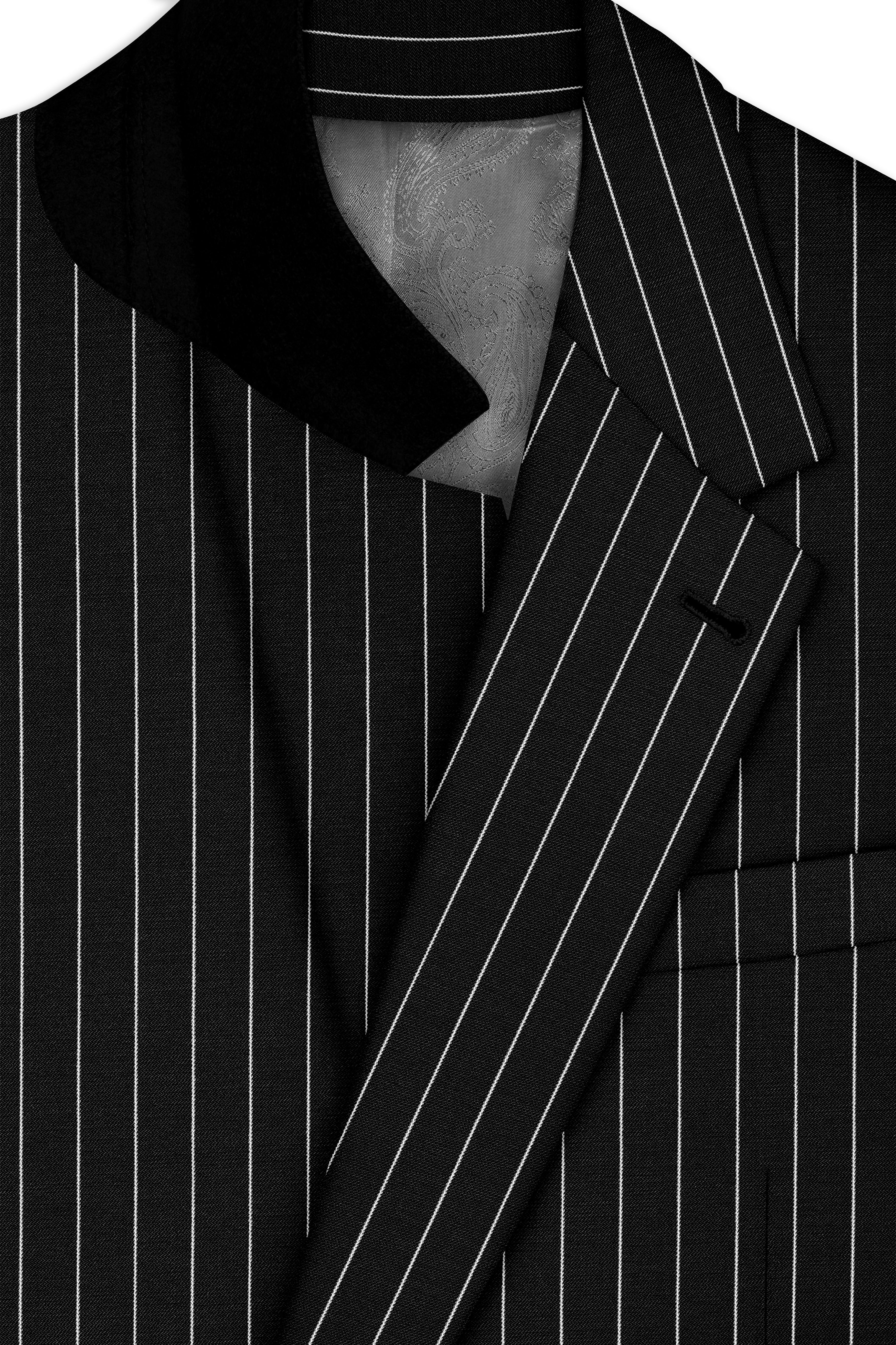 Noirline-Jade Black And Bright White Awning Striped Wool Rich Slight Stretch Single Breasted Blazer