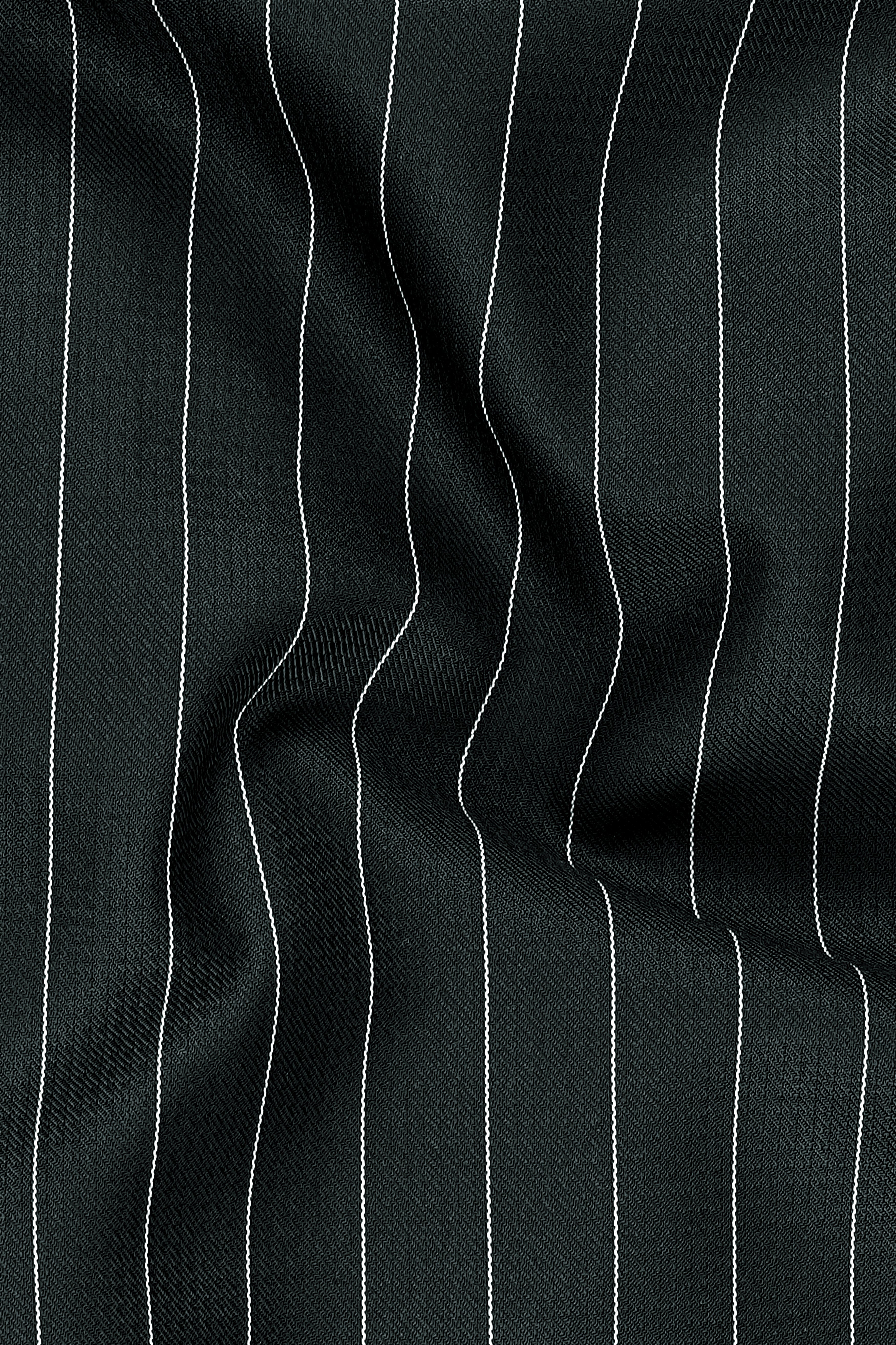 Viceroy-Hunter Green And Bright White Chalk Striped Wool Rich Slight Stretch Double Breasted Blazer