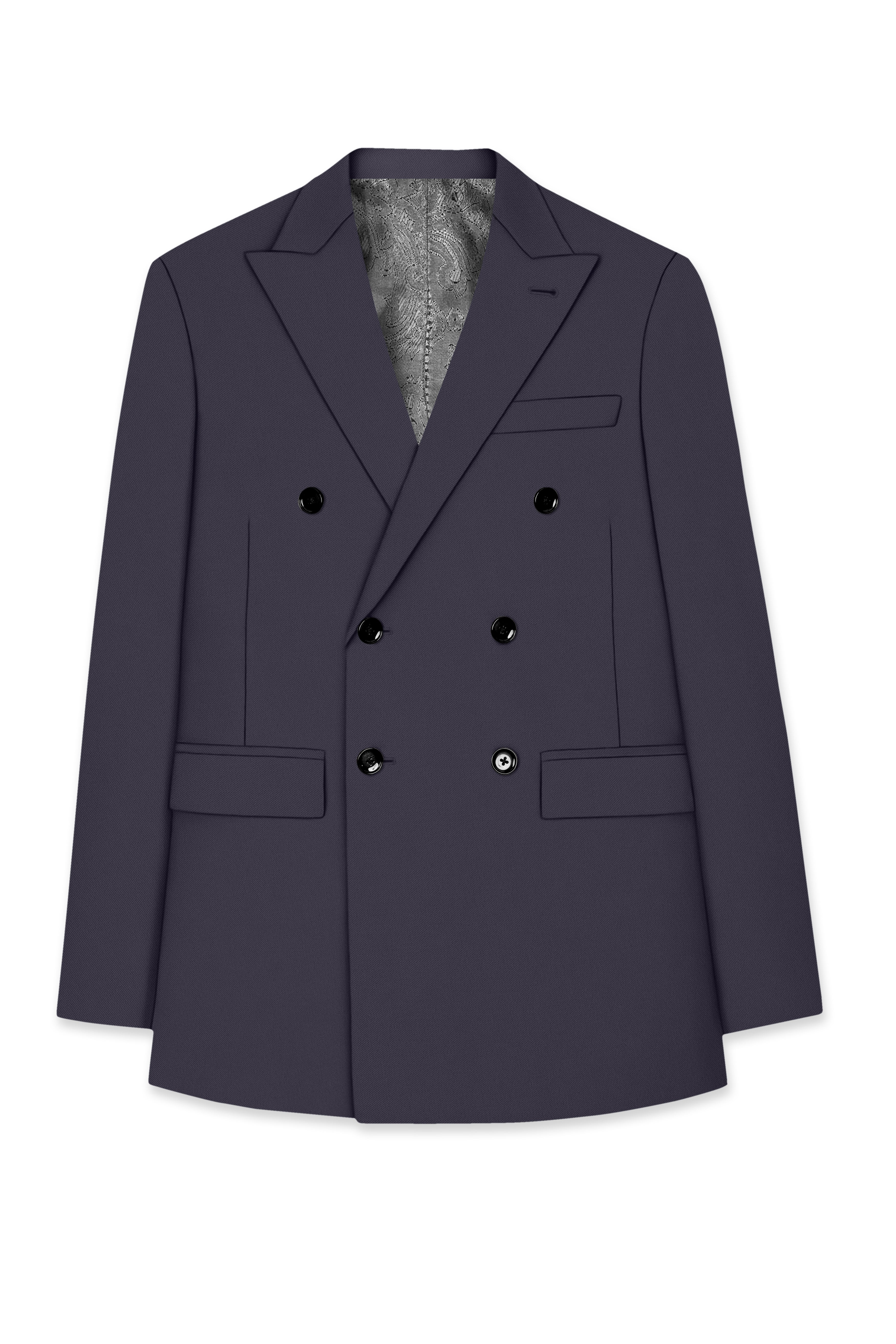 Aeris-Bastilie Gray 4-Way Stretch Wrinkle-Free Fluid Drape Fabric Double Breasted Blazer