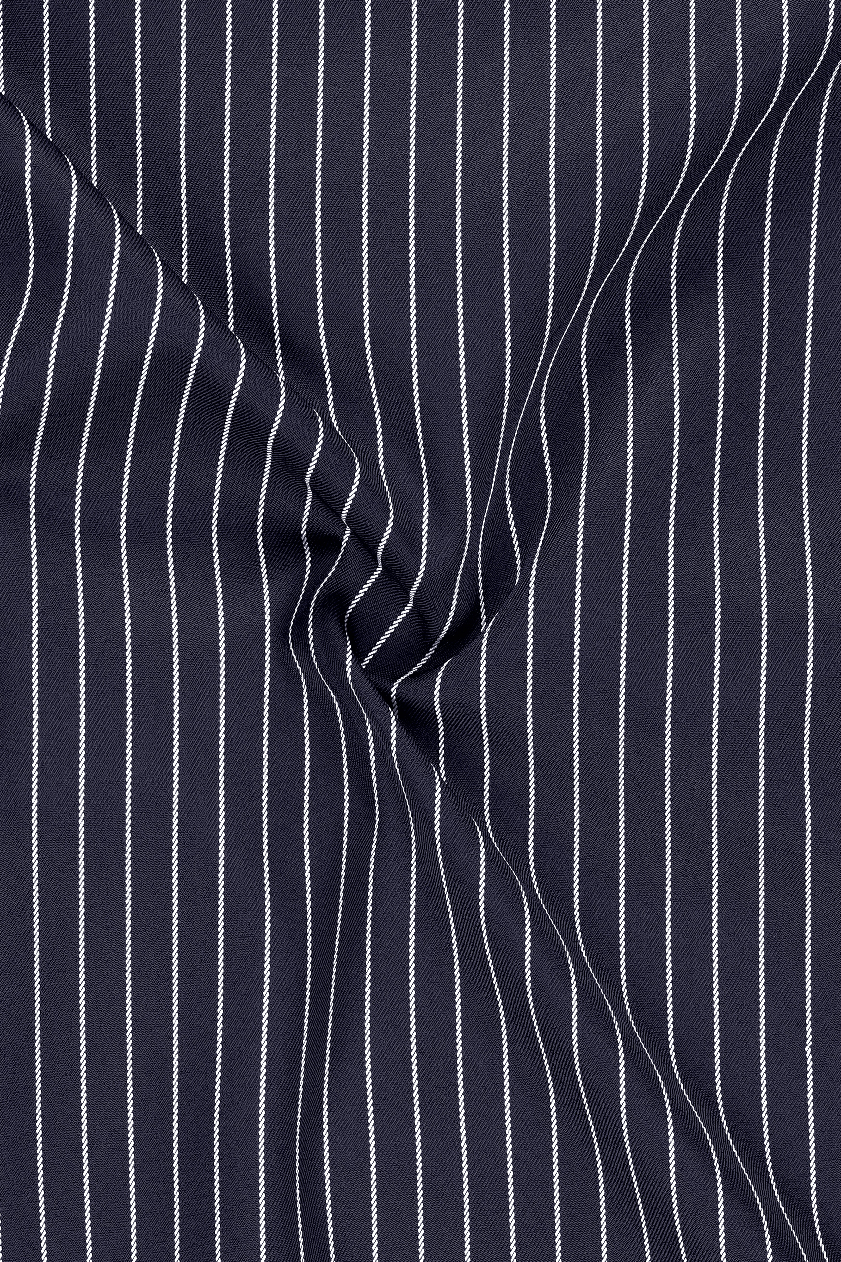 Maris-Baltic Sea Blue And Bright White Chalk Striped Wool Rich Slight Stretch Single Breasted Blazer