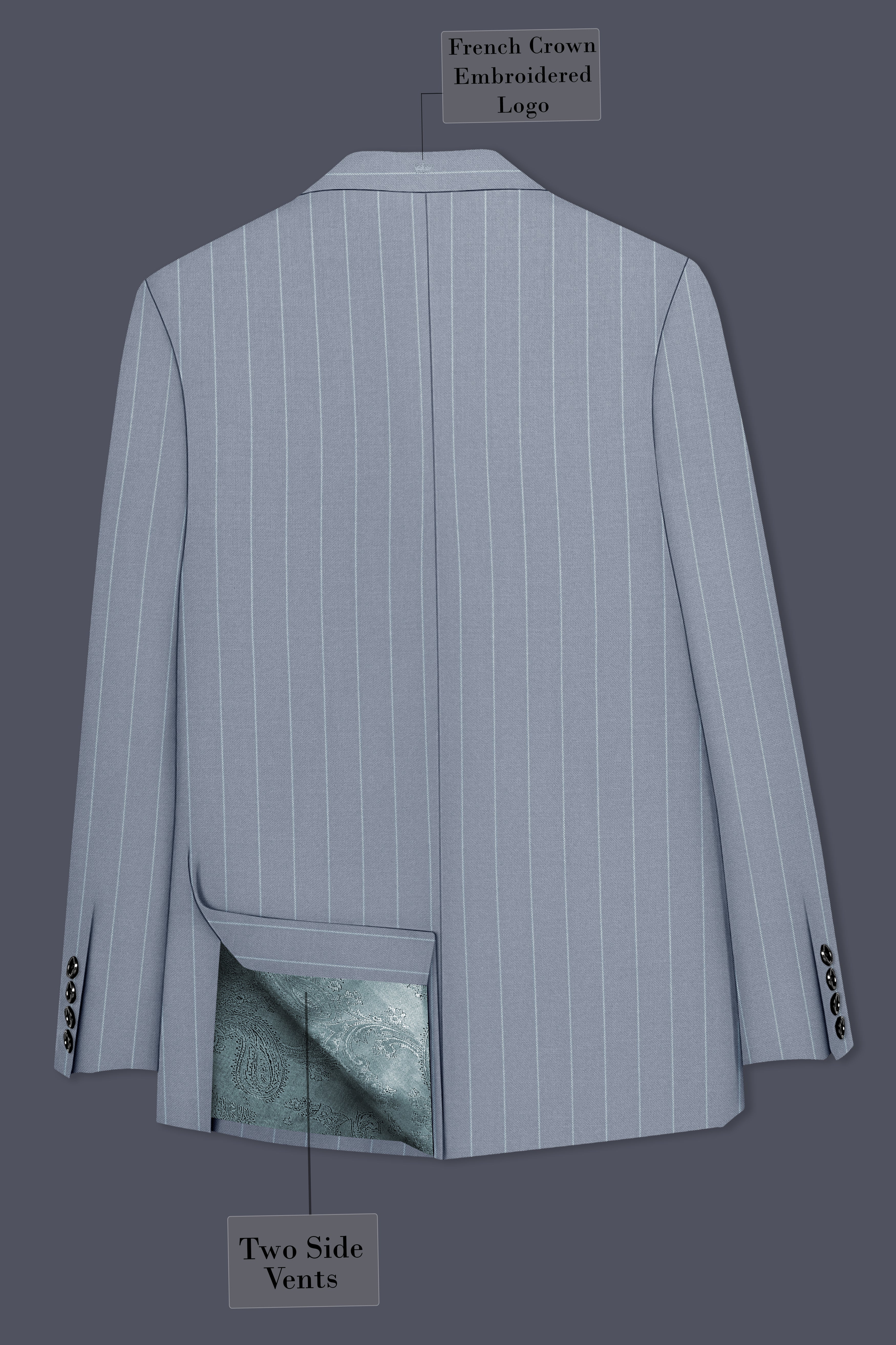 Prestige-Regent Gray And Bright White Chalk Striped Wool Rich Slight Stretch Single Breasted Blazer