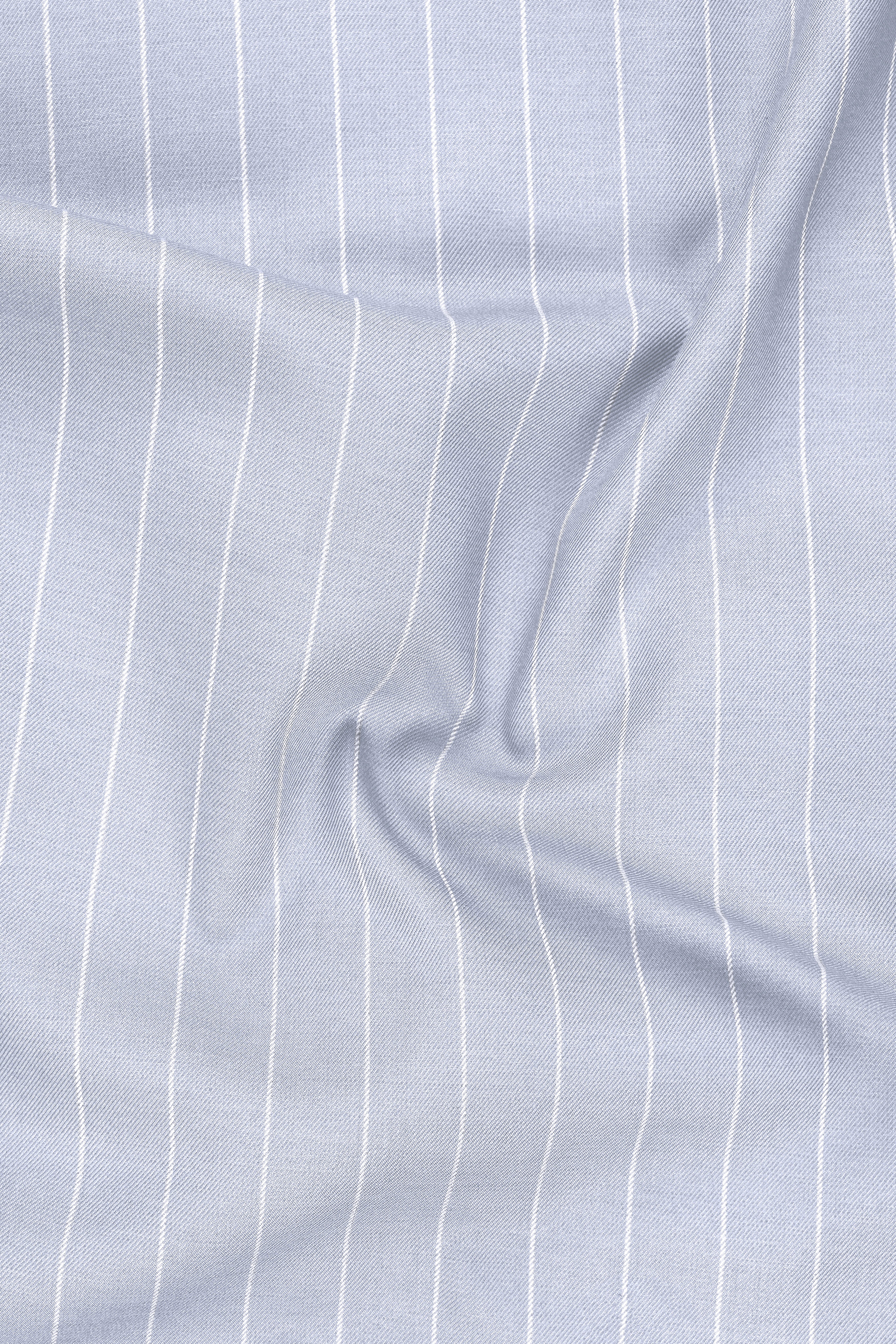 Axiom-Loblolly Gray And Bright White Chalk Striped Wool Rich Slight Stretch Single Breasted Blazer