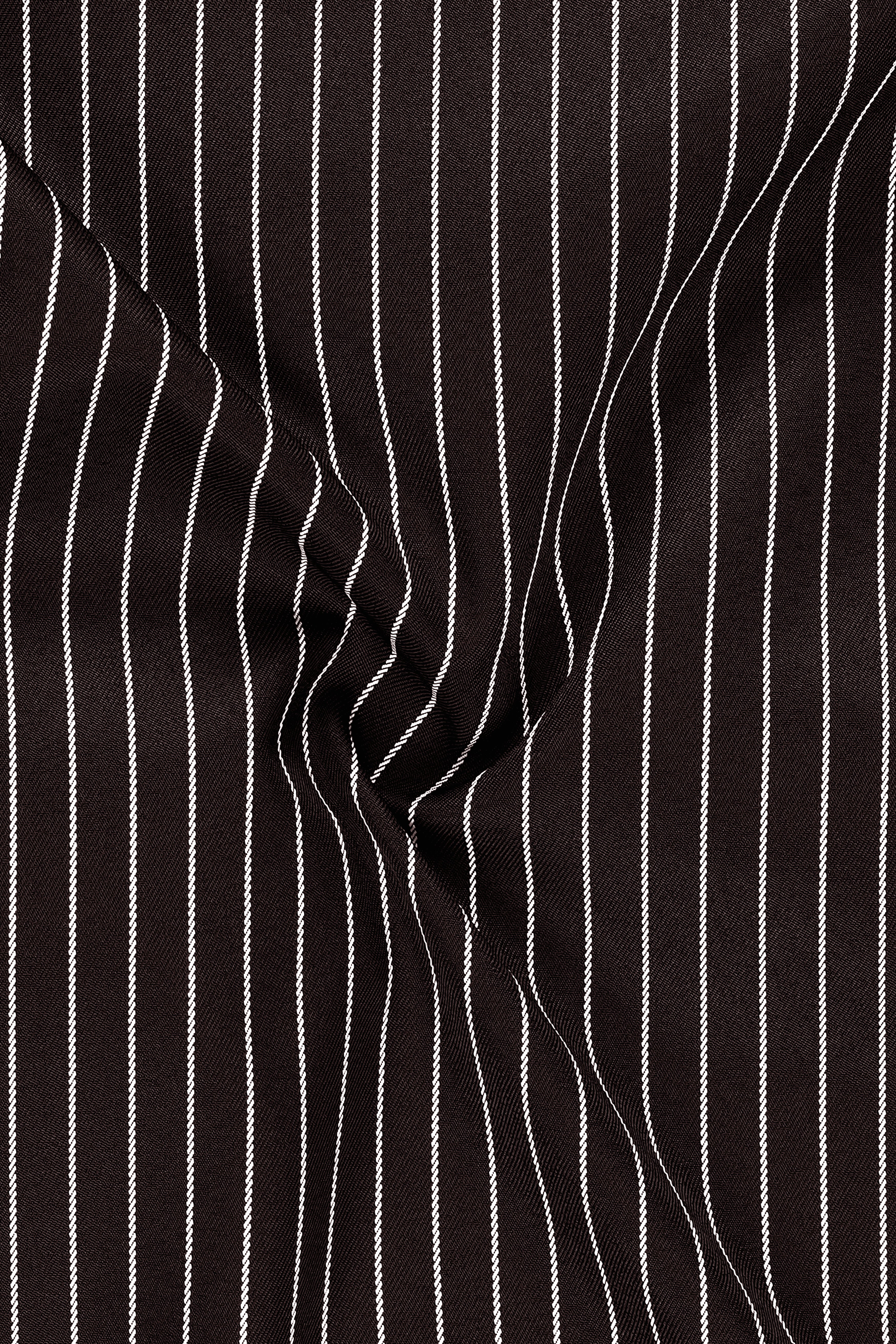 Bastion-Gondola Brown And Bright White Chalk Striped Wool Rich Slight Stretch Double Breasted Blazer