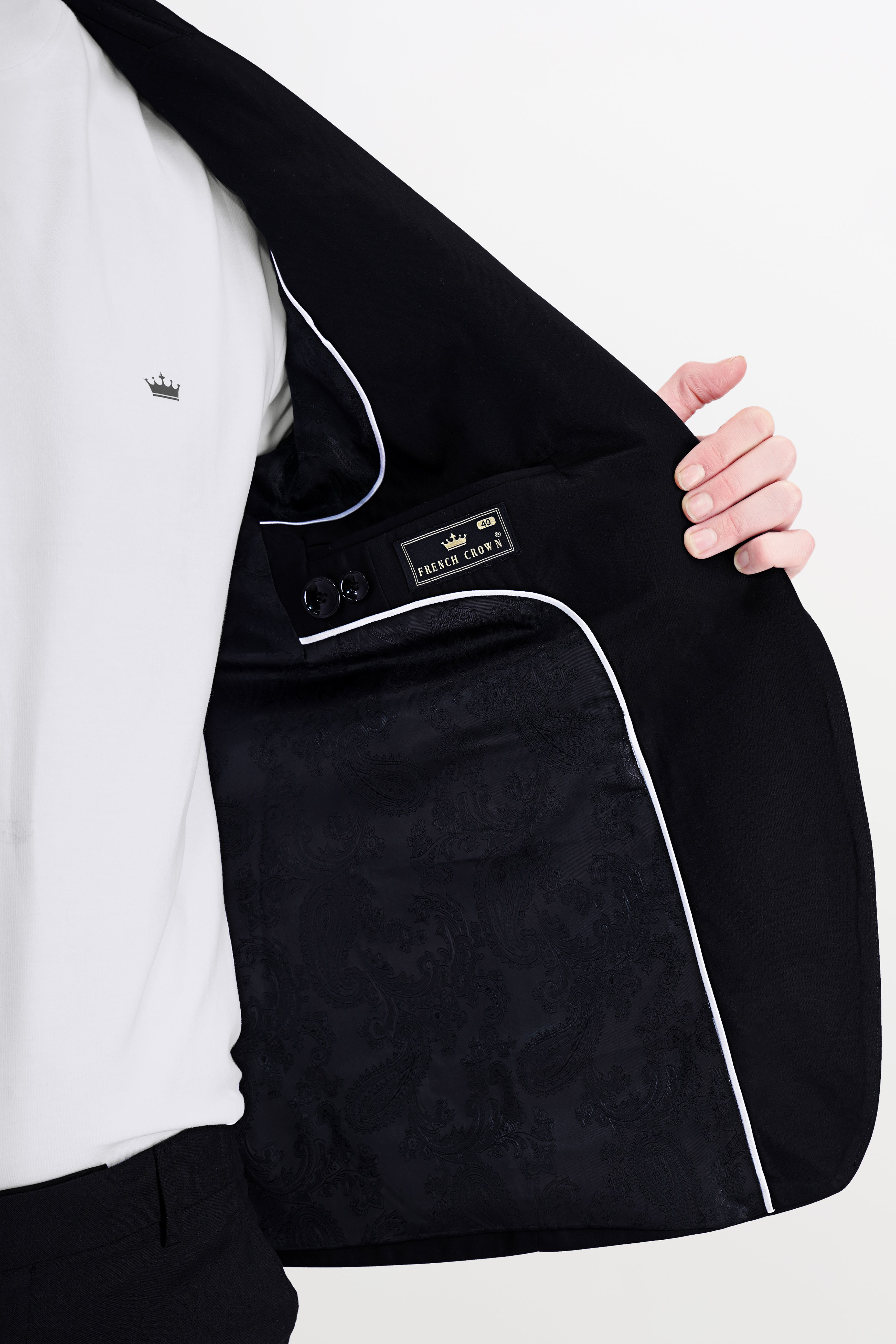 Jade Black Subtle Sheen Patch Pockets Sport Blazer