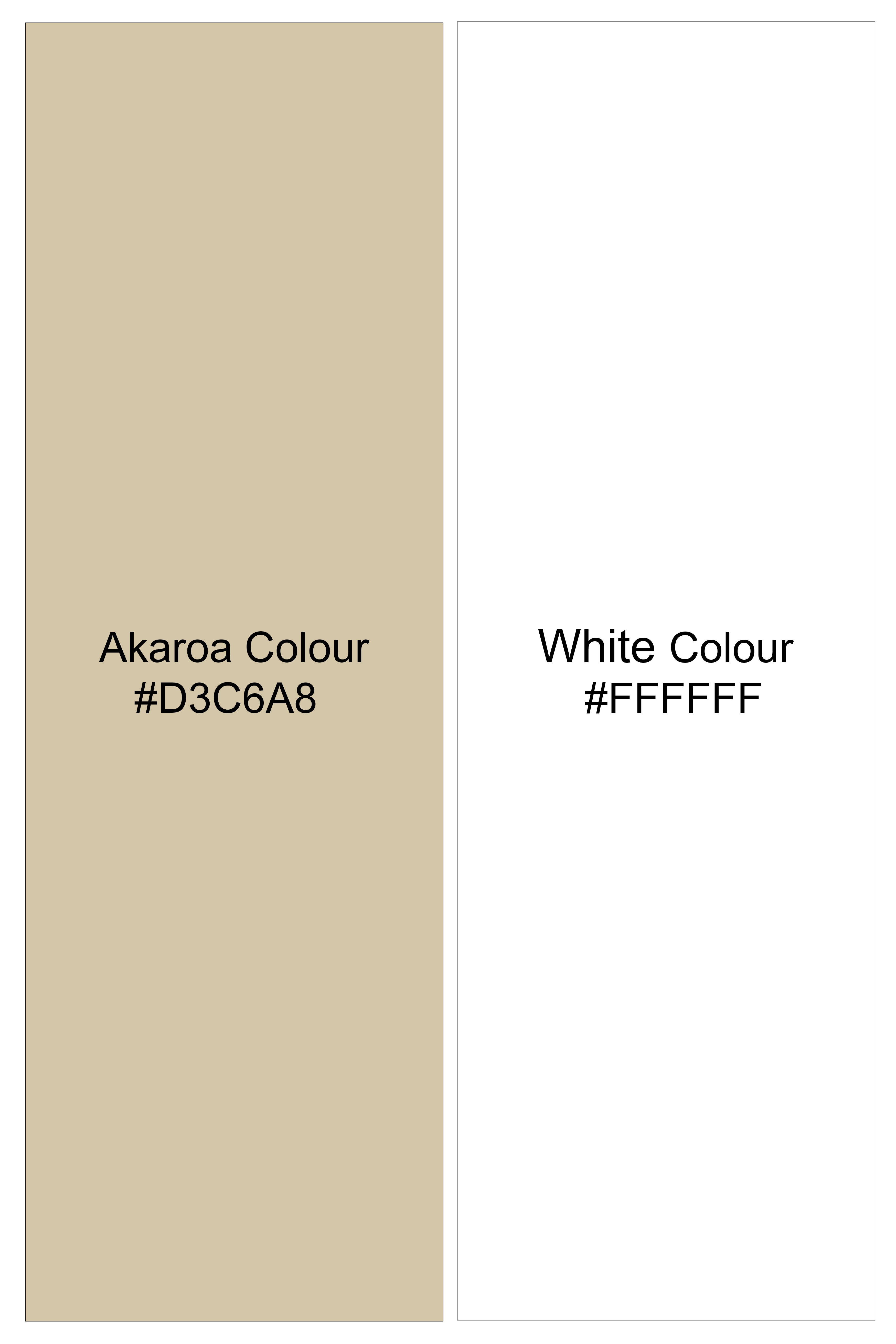 Lumier-Akaroa Cream And Bright White Chalk Striped Wool Rich Slight Stretch Double Breasted Blazer