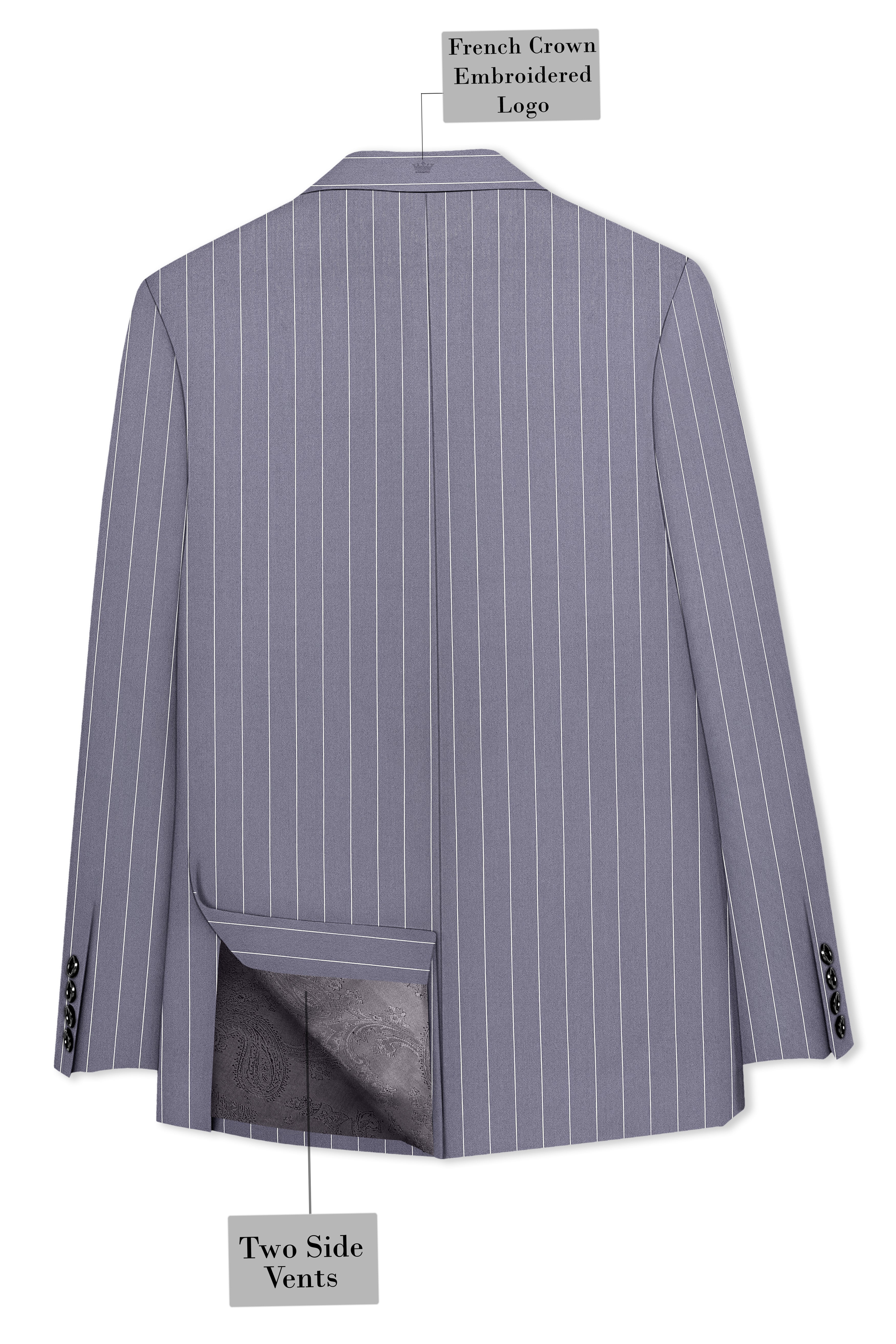 Regent-Mobster Gray And Bright White Chalk Striped Wool Rich Slight Stretch Single Breasted Blazer