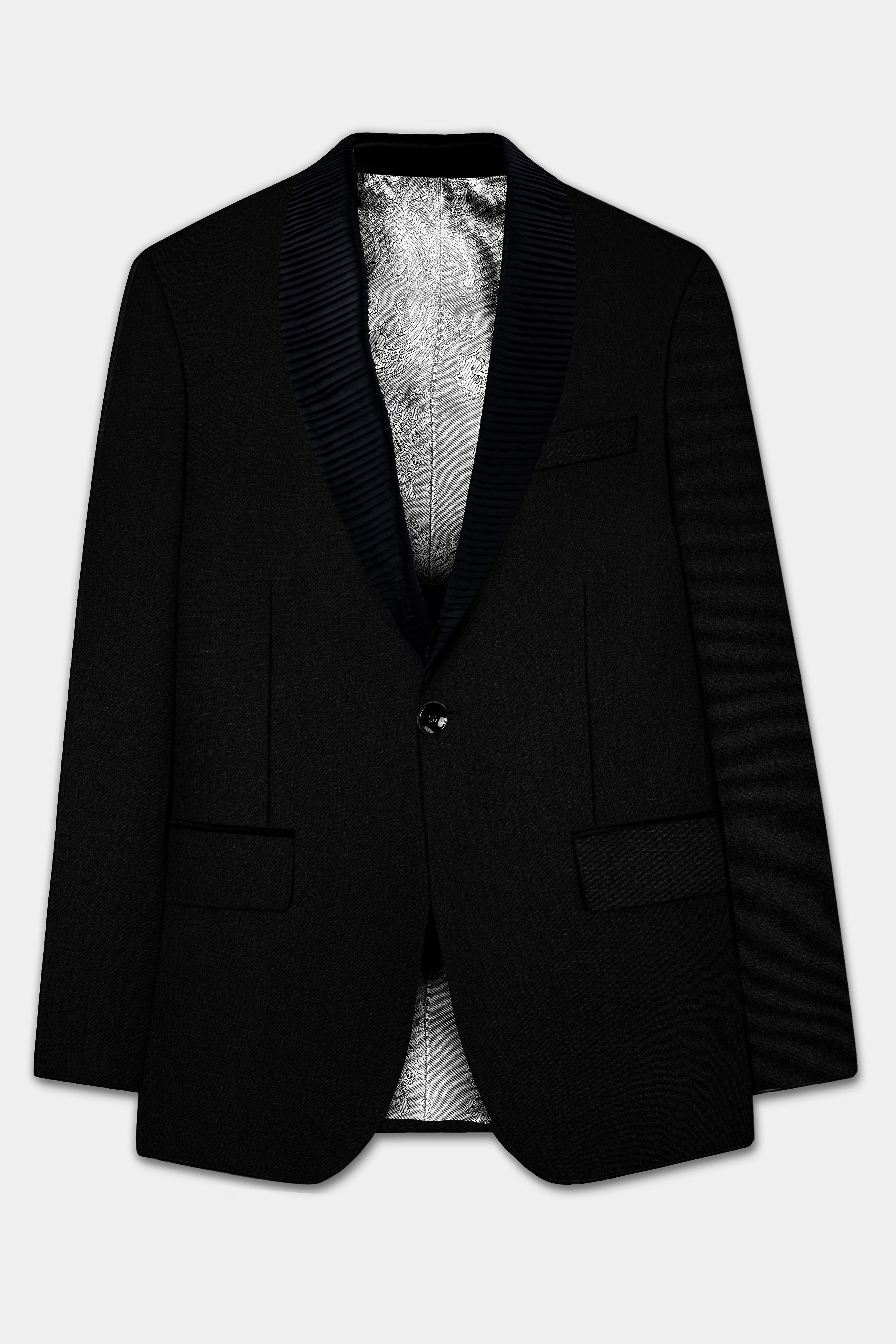 Jade Black Stretchable Subtle Sheen Designer Dinner Tuxedo Blazer