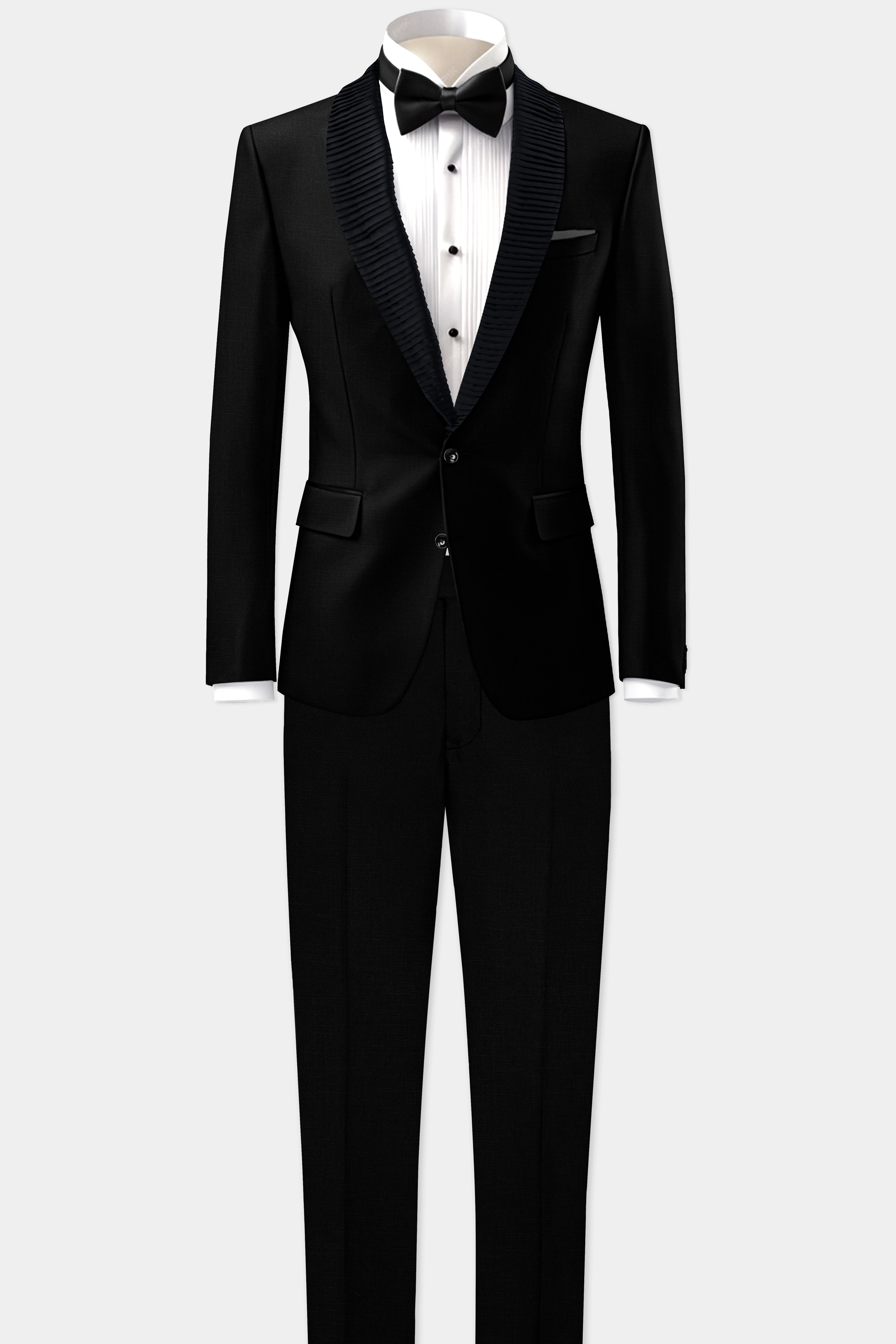 Jade Black Stretchable Subtle Sheen Designer Dinner Tuxedo Blazer