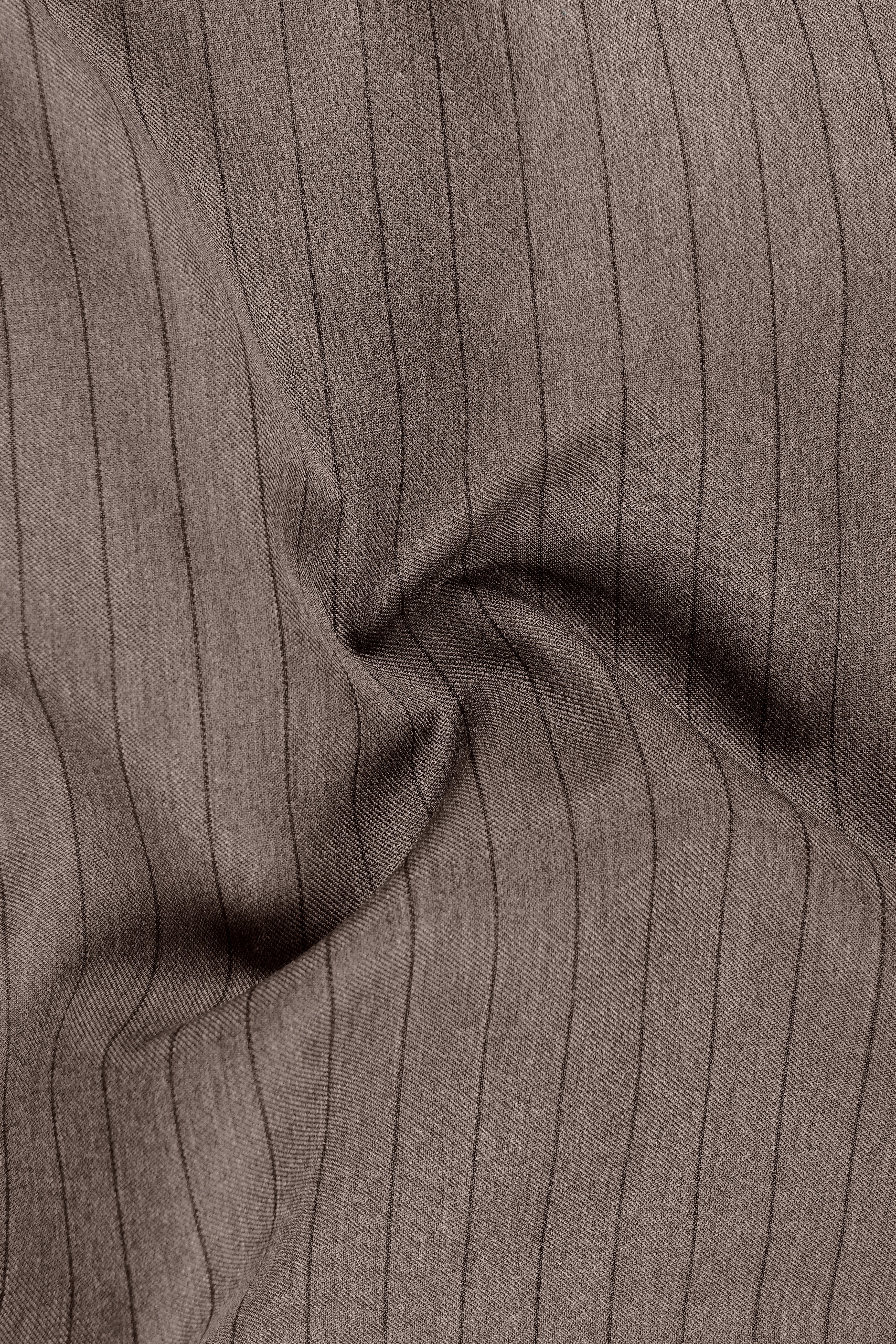 Obsidian-Fuscous Brown And Jade Black Chalk Striped Wool Rich Slight Stretch Single Breasted Blazer