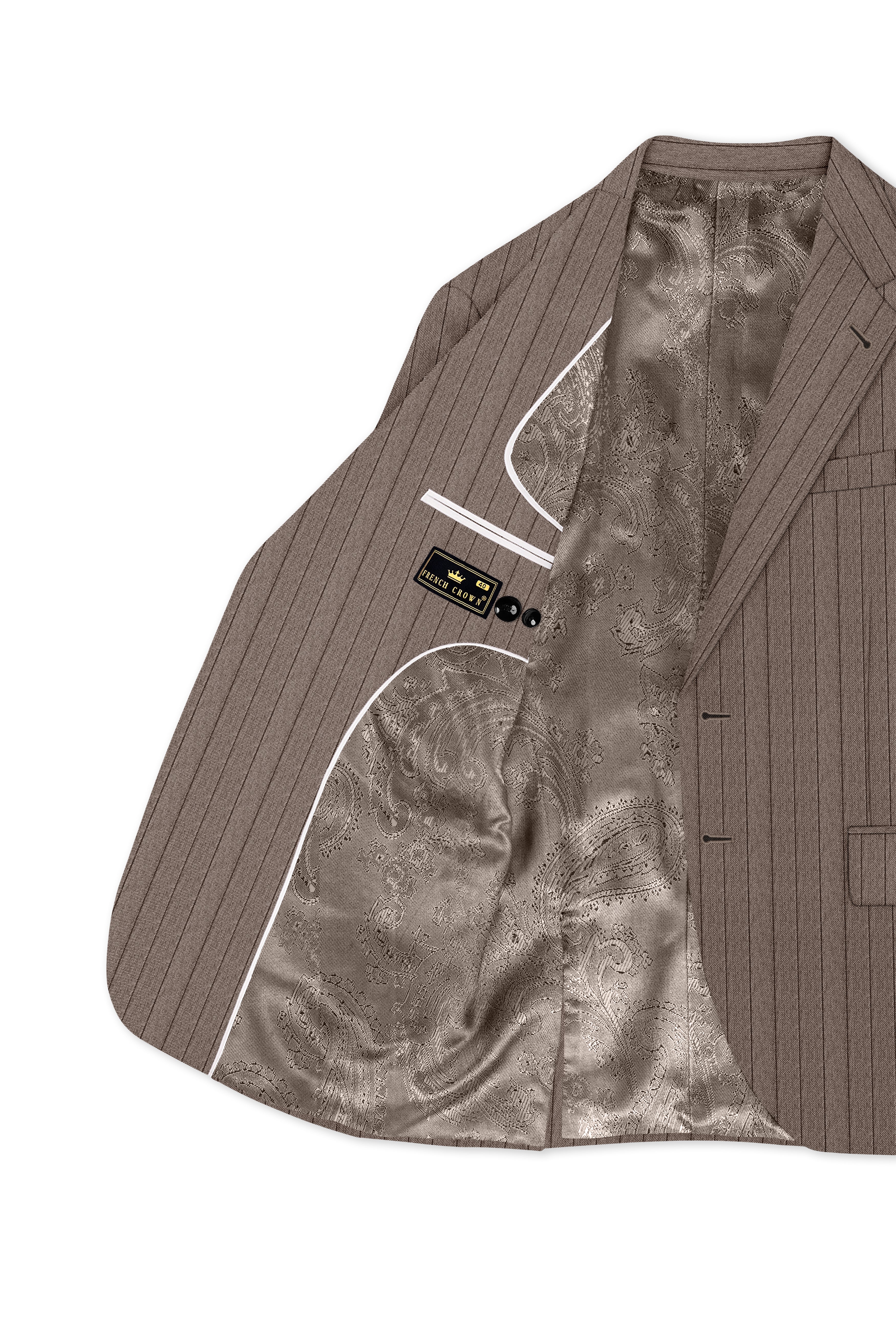 Obsidian-Fuscous Brown And Jade Black Chalk Striped Wool Rich Slight Stretch Single Breasted Blazer