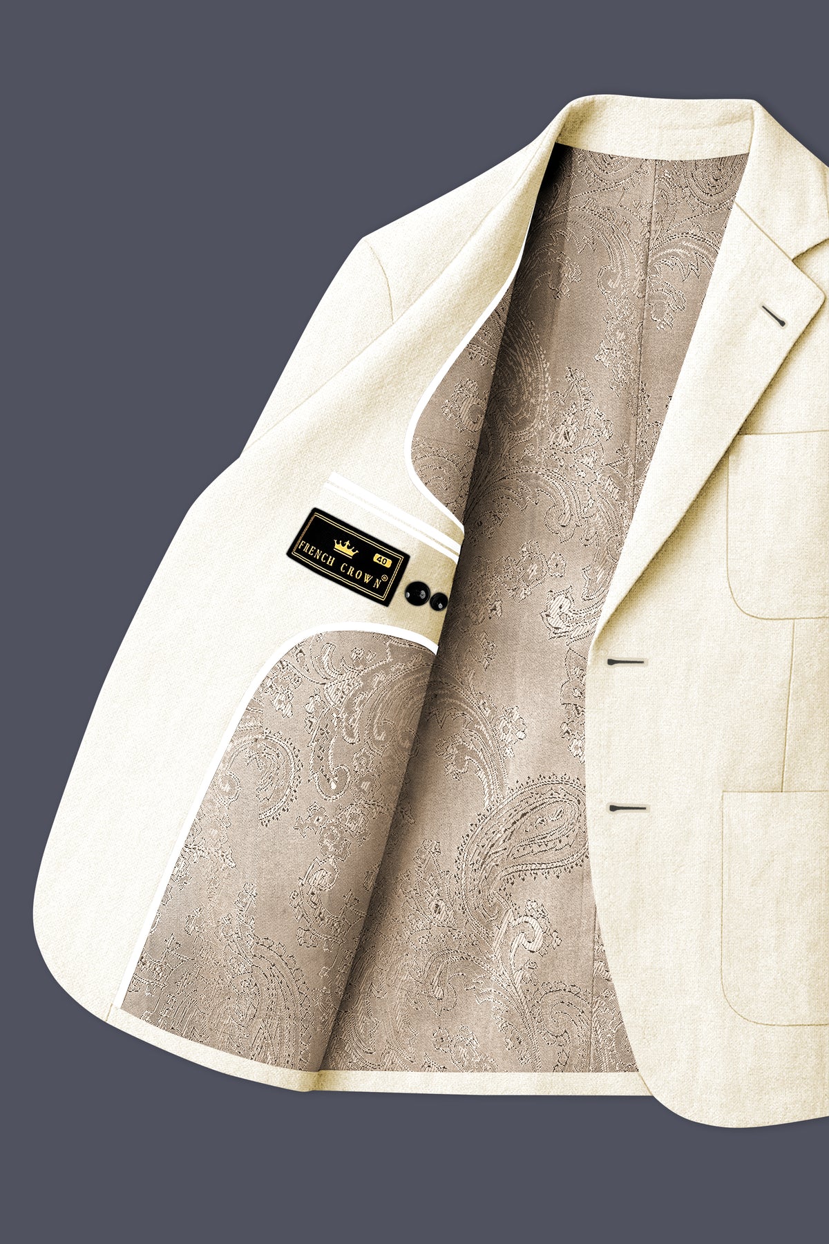 Oyster-Eggsheel Off White Luxurious Linen Single Breasted Sports Blazer