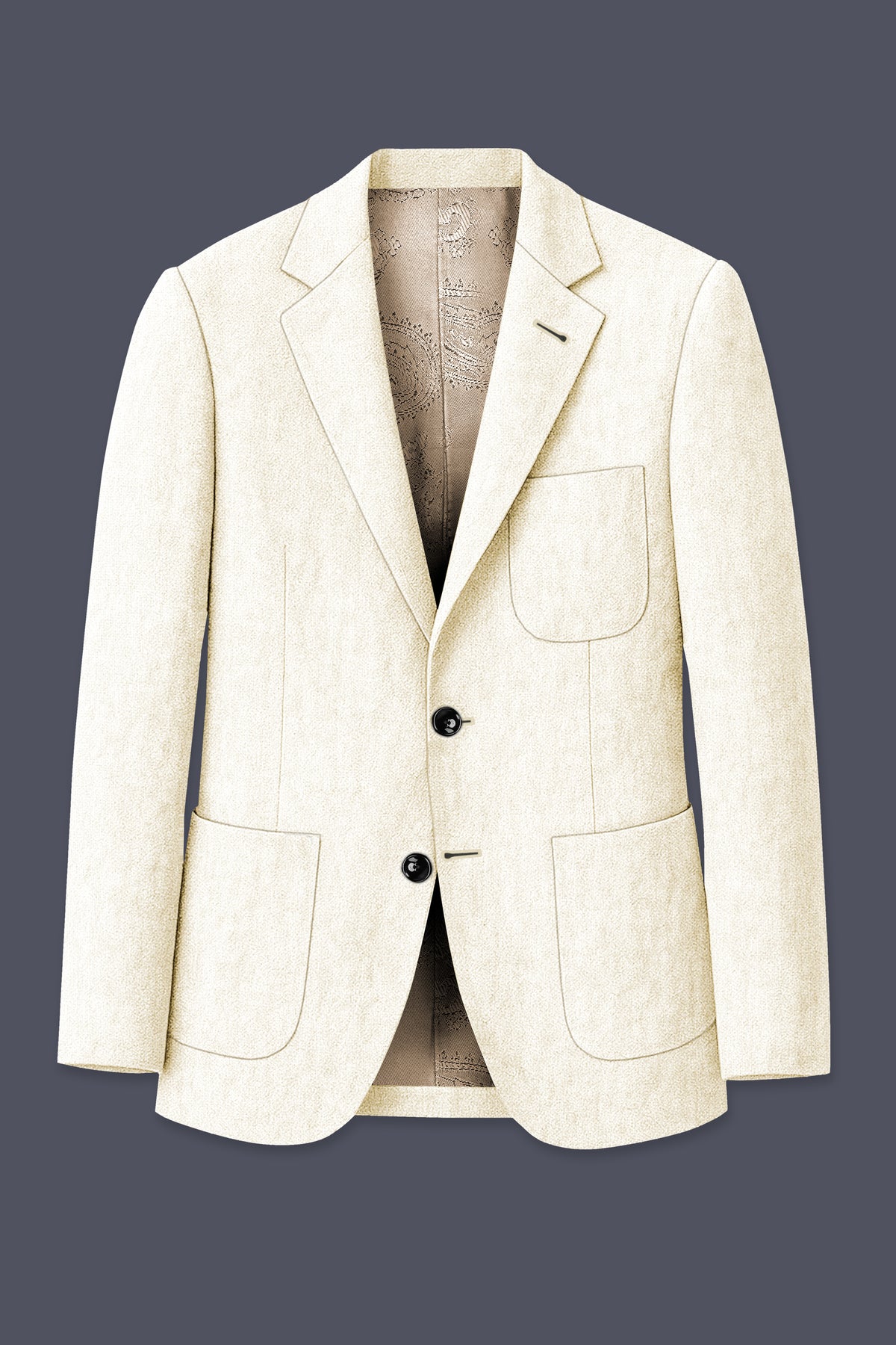Oyster-Eggsheel Off White Luxurious Linen Single Breasted Sports Blazer