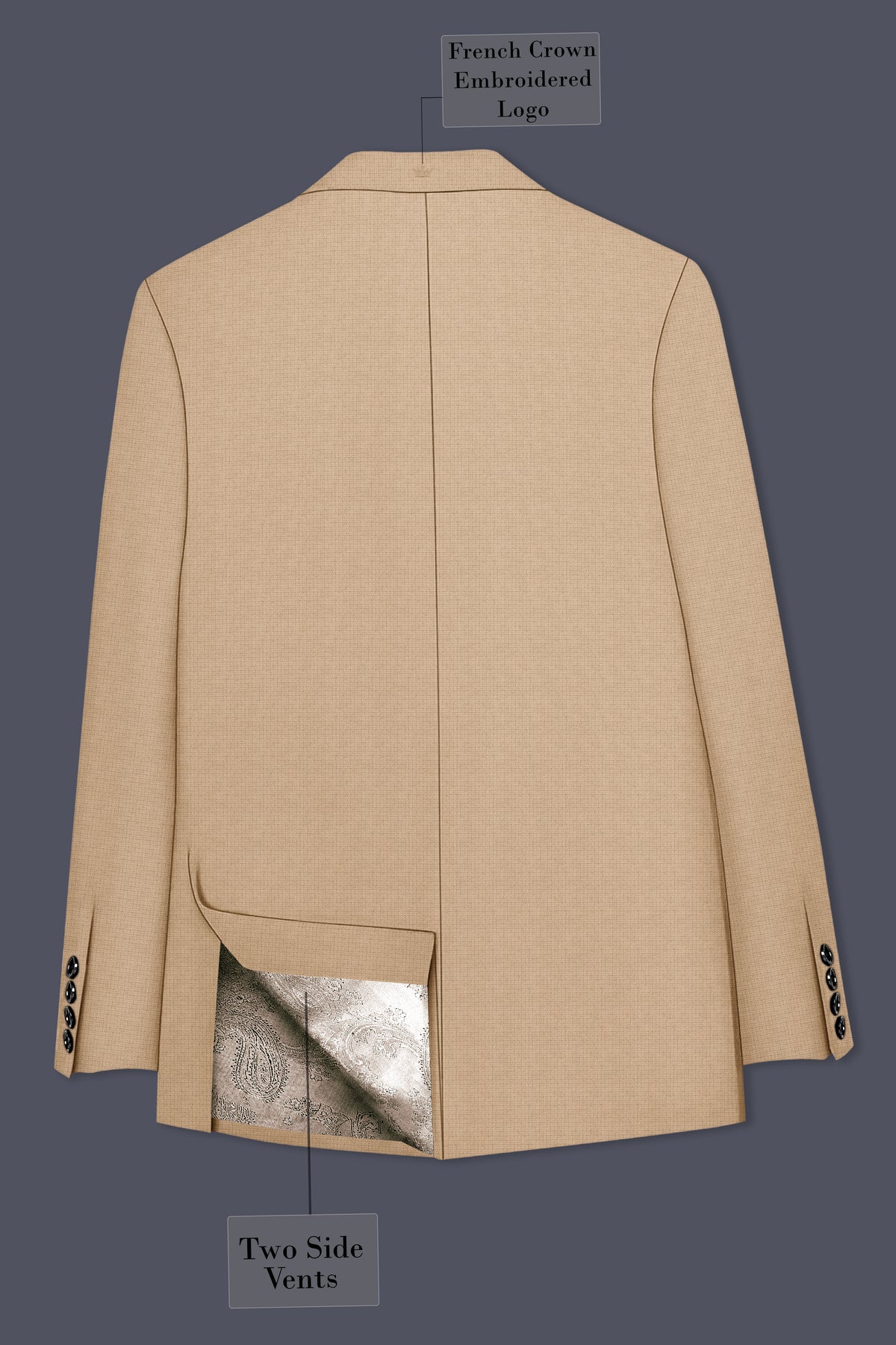 Mahogany-Pavlova Brown Diamond Textured Wool Rich Slight Stretch Single Breasted Blazer