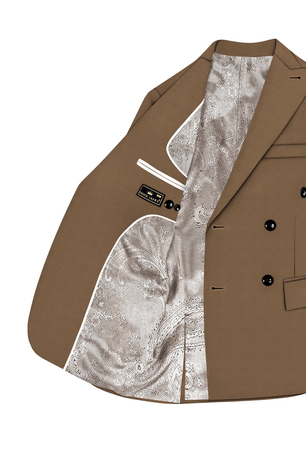Cordovan-Mondo Brown Diamond Textured Wool Rich Slight Stretch Double Breasted Blazer