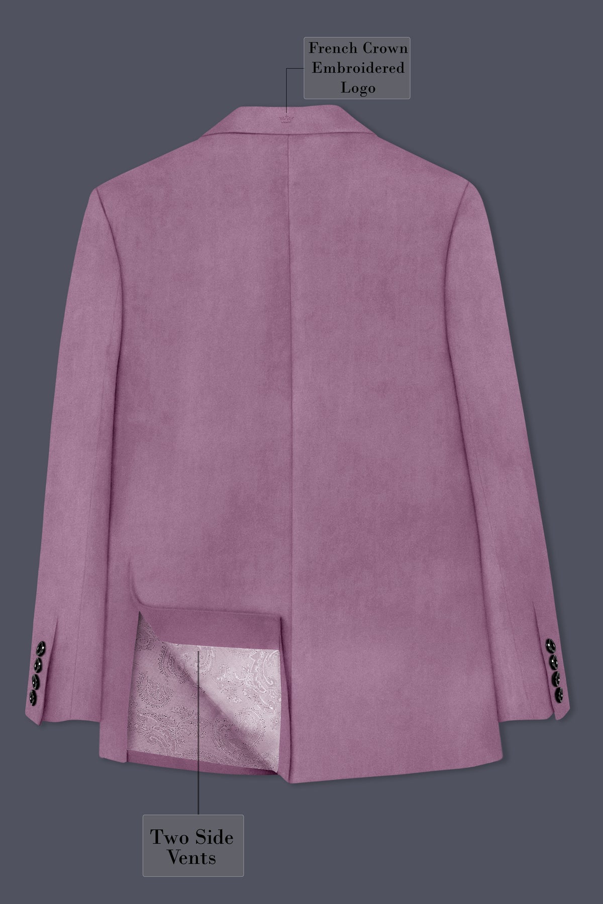 Veloura-Strikemaster Pink Velvet Peak Lapel Tuxedo Blazer