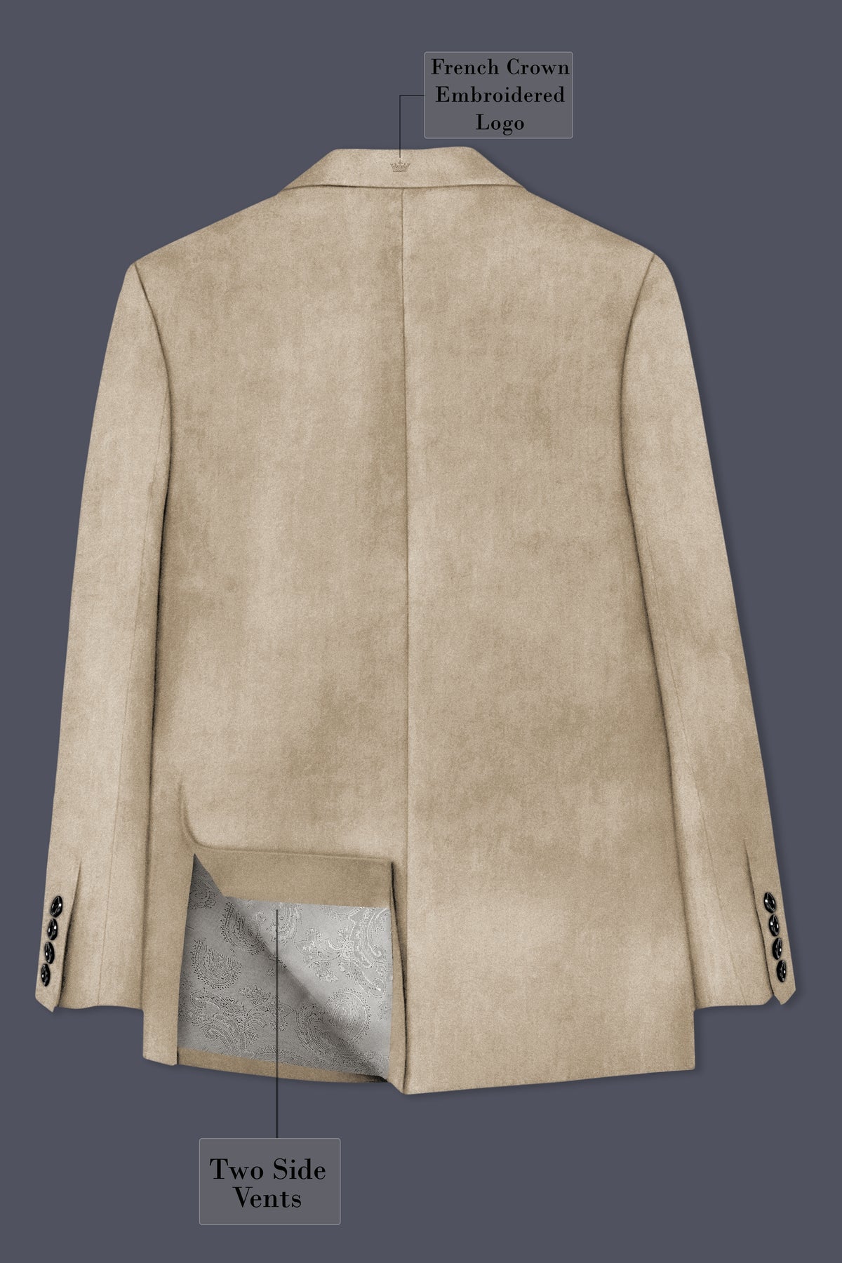 Lustre-Napa Cream Velvet Peak Lapel Tuxedo Blazer