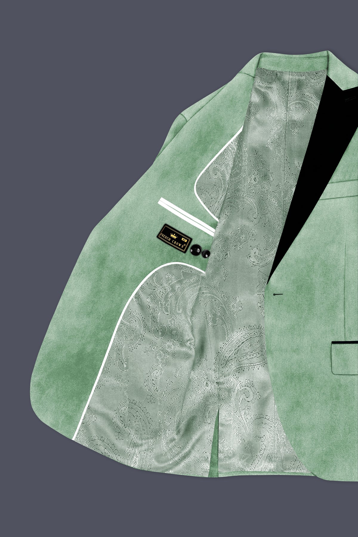 Nocturne-Amulet Green Velvet Peak Lapel Tuxedo Blazer