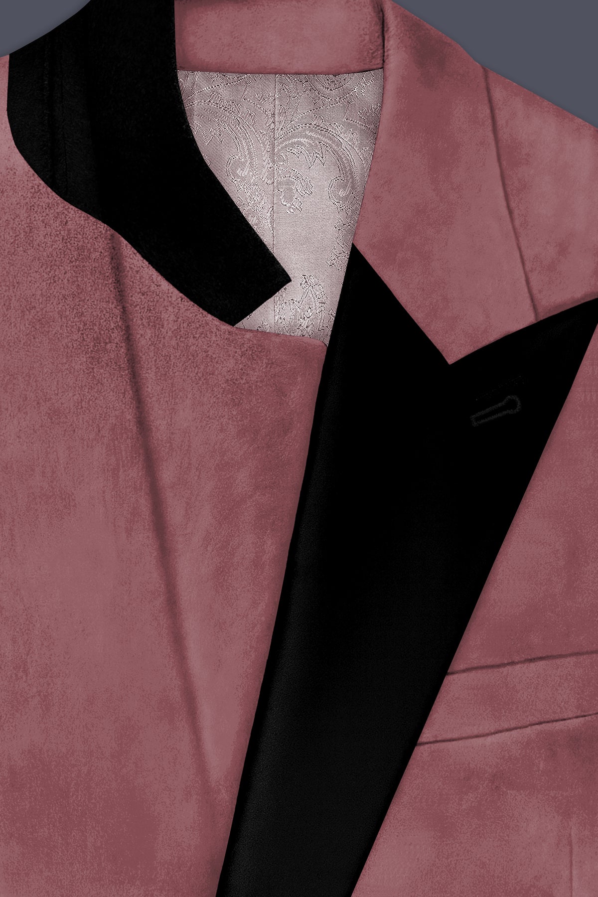 Blush-Pastel Peach Velvet Peak Lapel Tuxedo Blazer