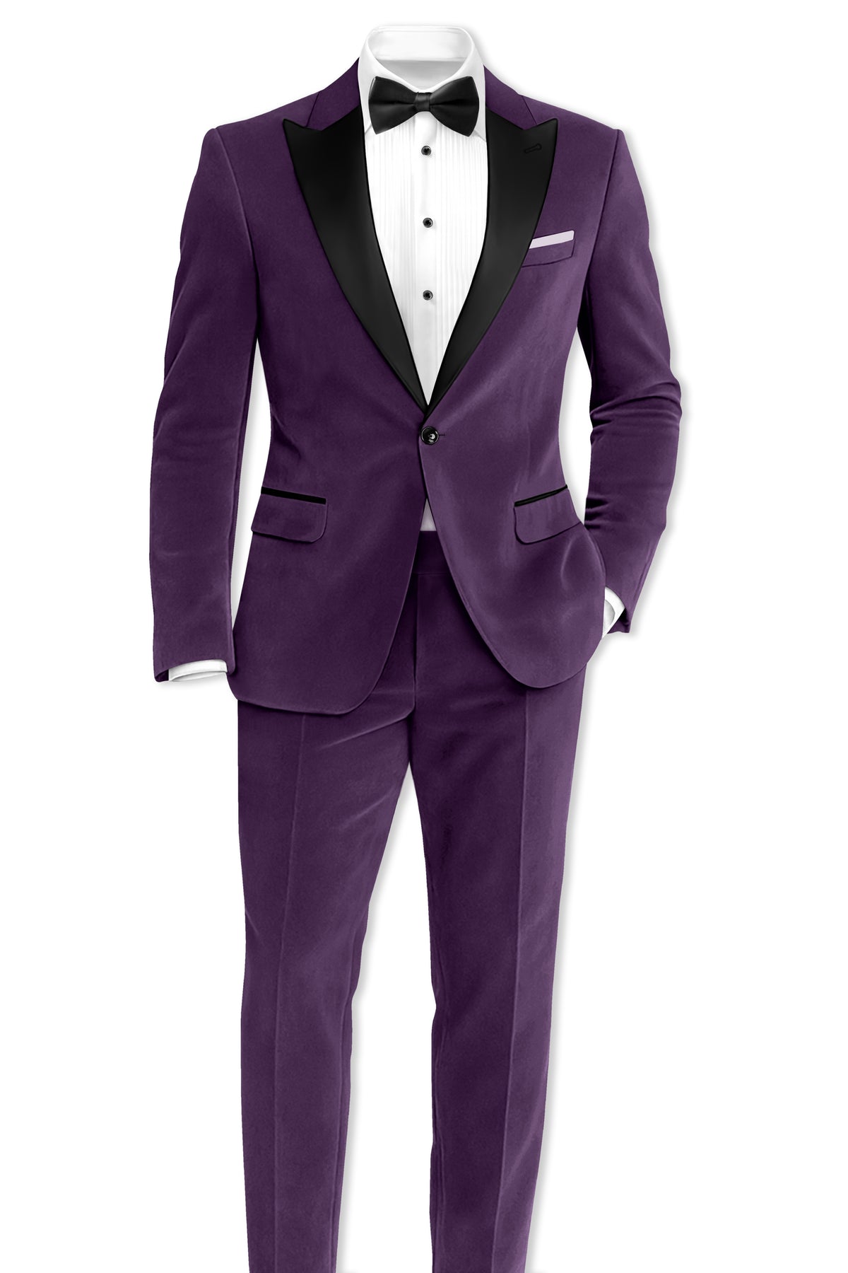 Regal-Royal Purple Velvet Peak Lapel Tuxedo Blazer