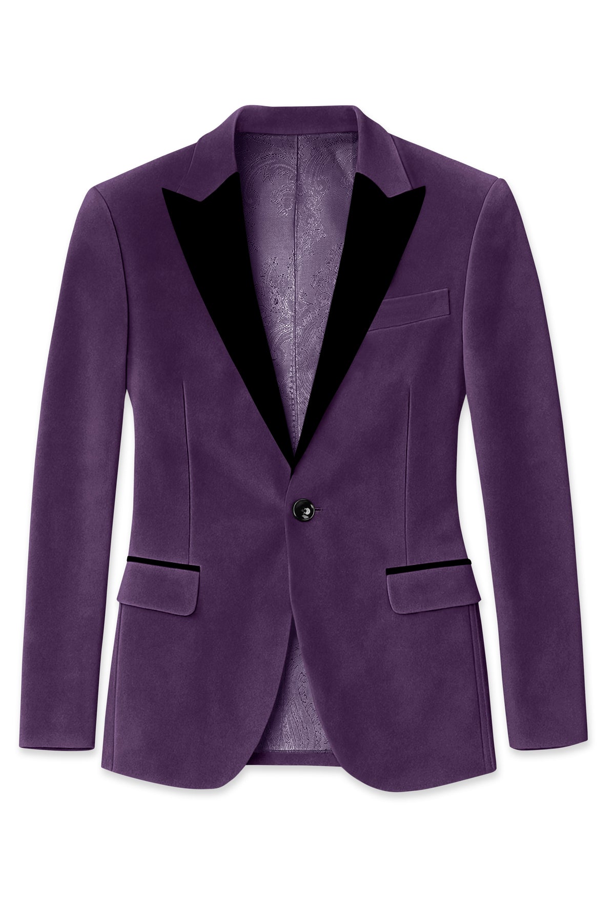 Regal-Royal Purple Velvet Peak Lapel Tuxedo Blazer