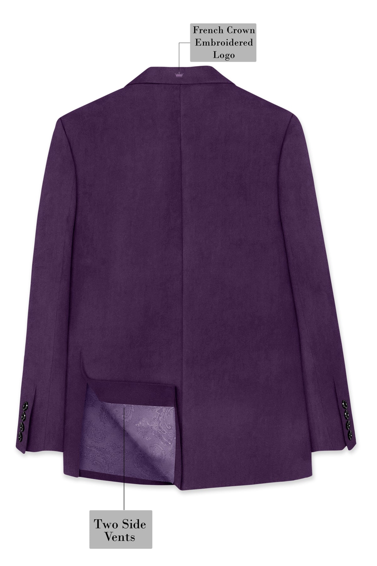 Regal-Royal Purple Velvet Peak Lapel Tuxedo Blazer