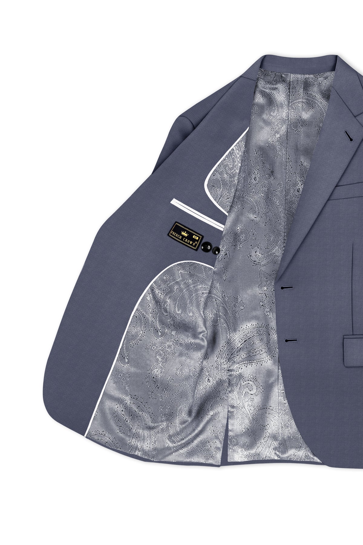 Graphite-Shuttle Gray Diamond Textured Wool Rich Slight Stretch Single Breasted Blazer