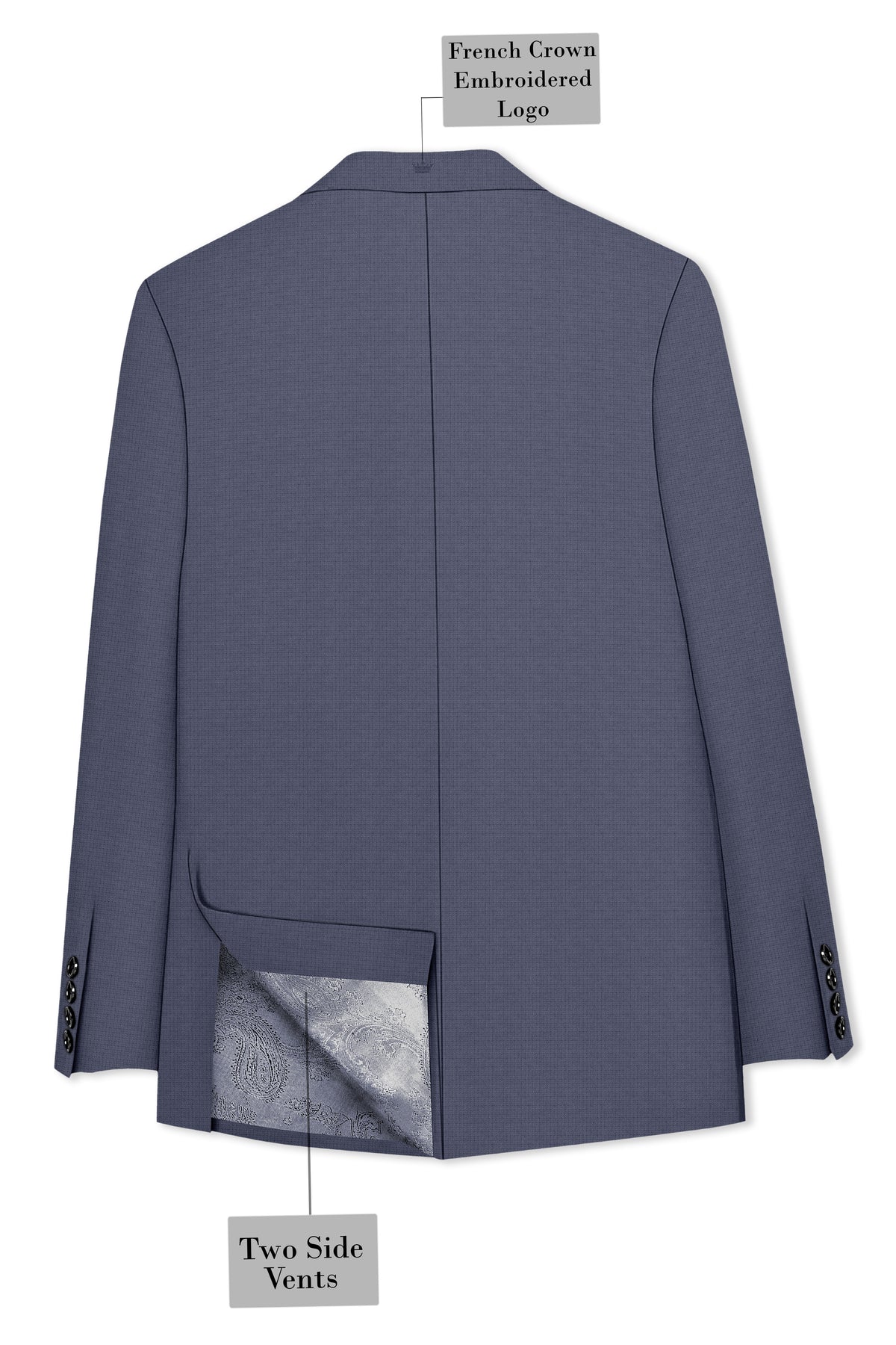 Graphite-Shuttle Gray Diamond Textured Wool Rich Slight Stretch Single Breasted Blazer