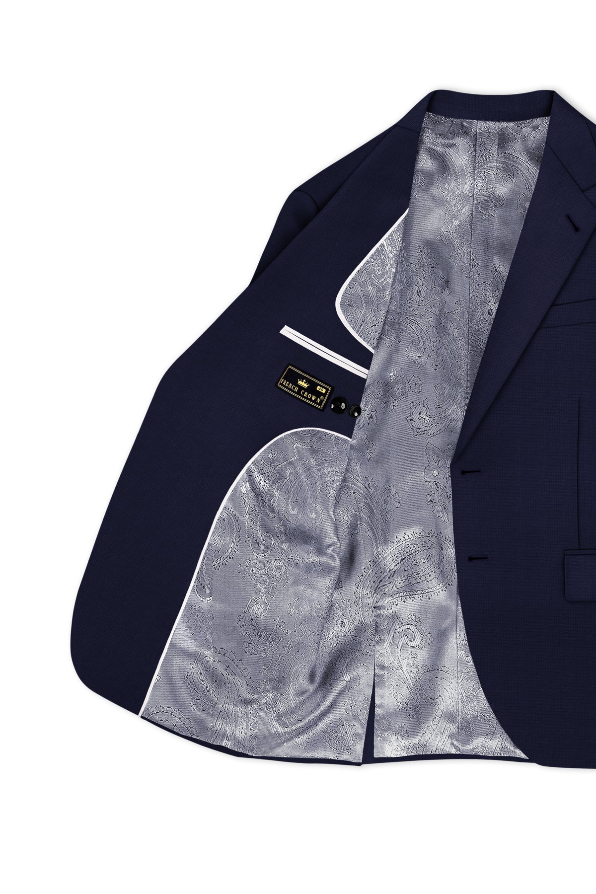 Nocturne-Mirage Navy Diamond Textured Wool Rich Slight Stretch Single Breasted Blazer