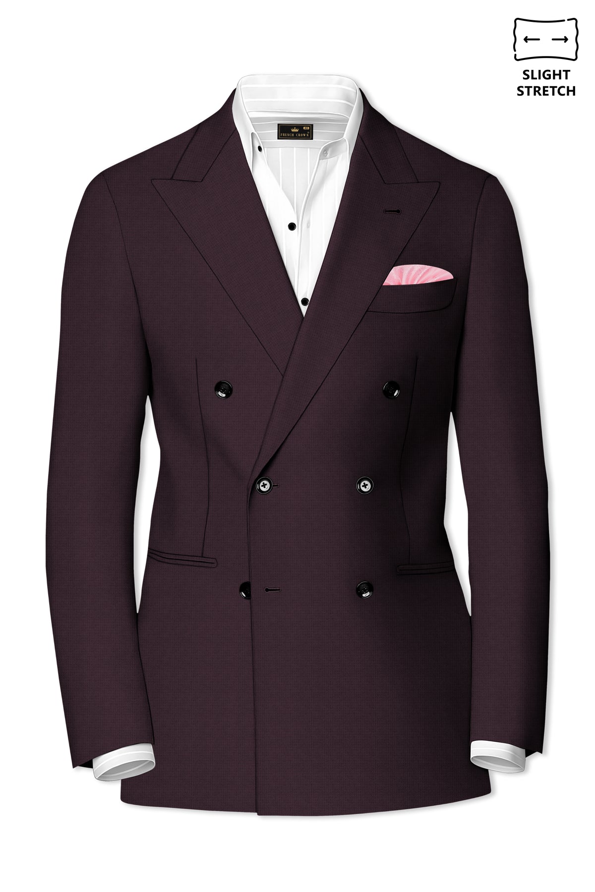 Velaris-Thunder Purple Diamond Textured Wool Rich Slight Stretch Double Breasted Blazer