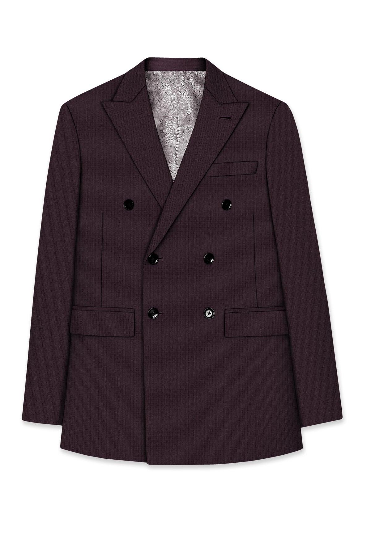 Velaris-Thunder Purple Diamond Textured Wool Rich Slight Stretch Double Breasted Blazer