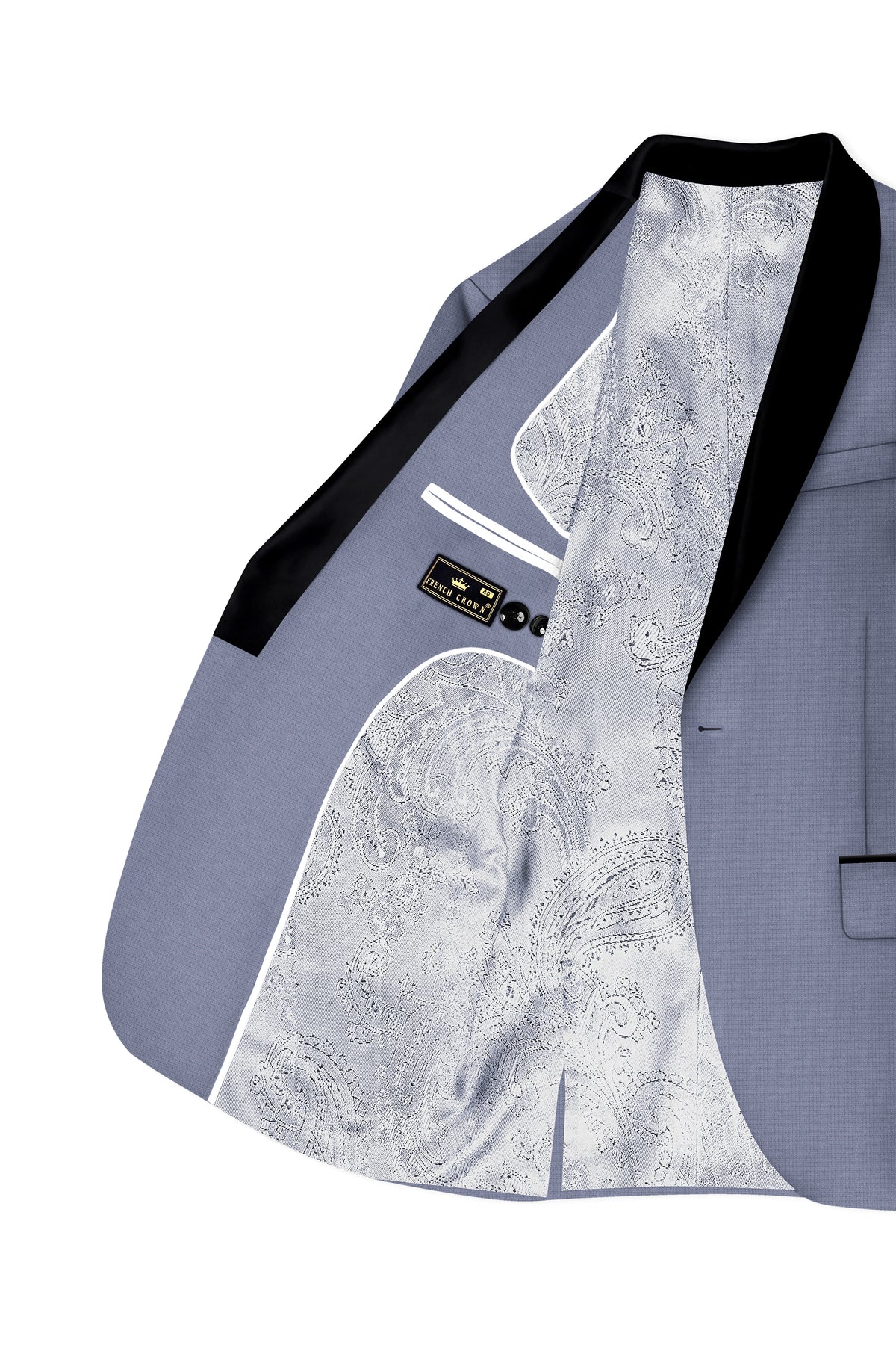 Graphite-Shuttle Gray Diamond Textured Wool Rich Slight Stretch Tuxedo Blazer