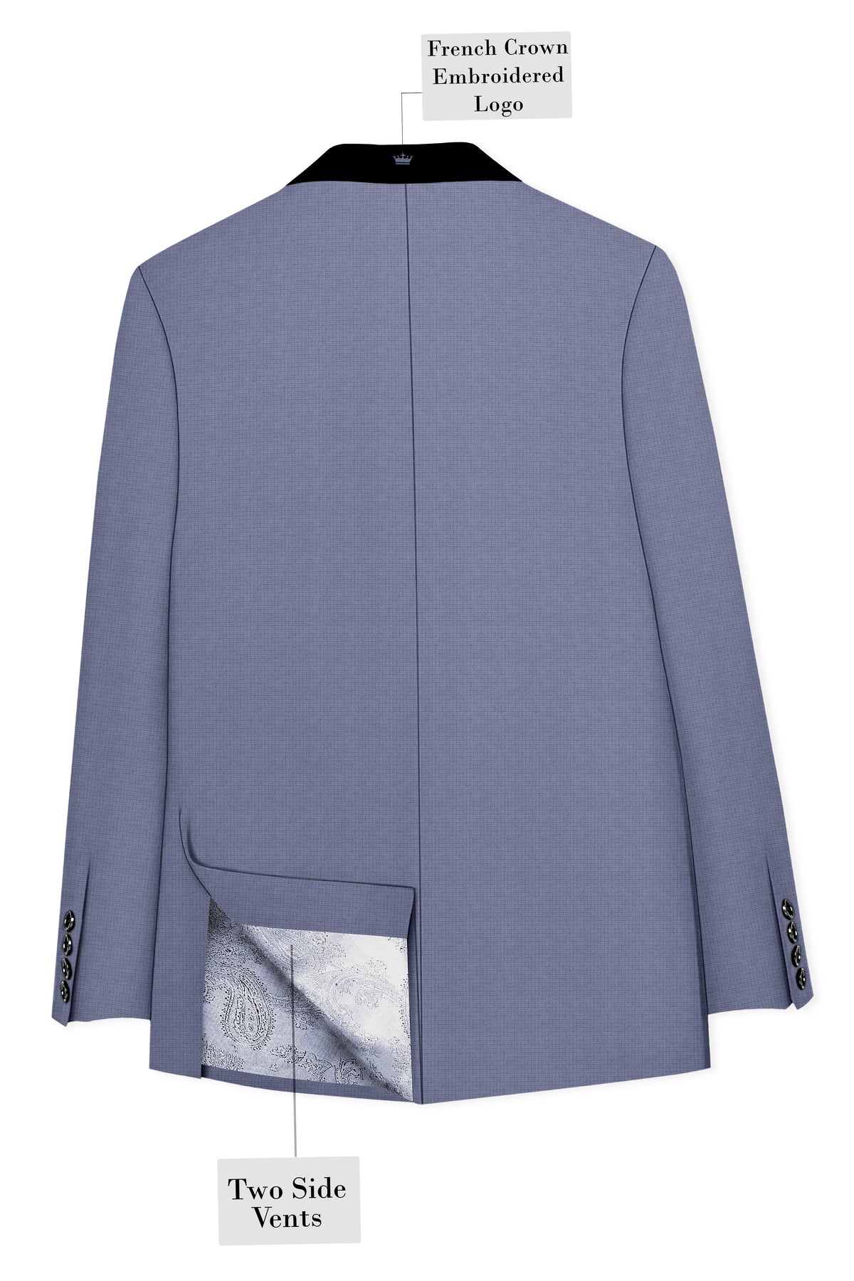 Graphite-Shuttle Gray Diamond Textured Wool Rich Slight Stretch Tuxedo Blazer
