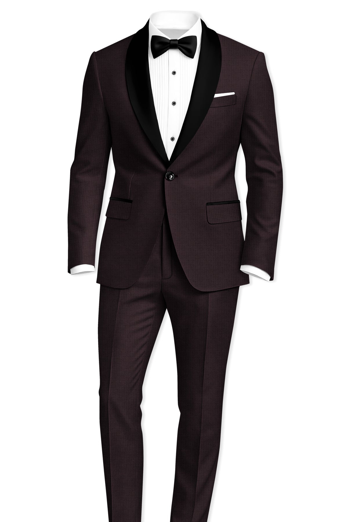 Regency-Cocoa Brown Diamond Textured Wool Rich Slight Stretch Tuxedo Blazer