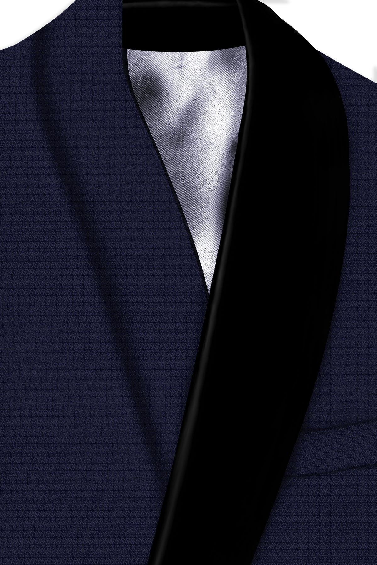 Nocturne-Mirage Navy Diamond Textured Wool Rich Slight Stretch Tuxedo Blazer
