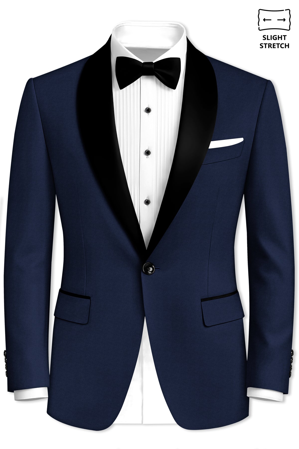 Regent-Ebony Blue Diamond Textured Wool Rich Slight Stretch Tuxedo Blazer