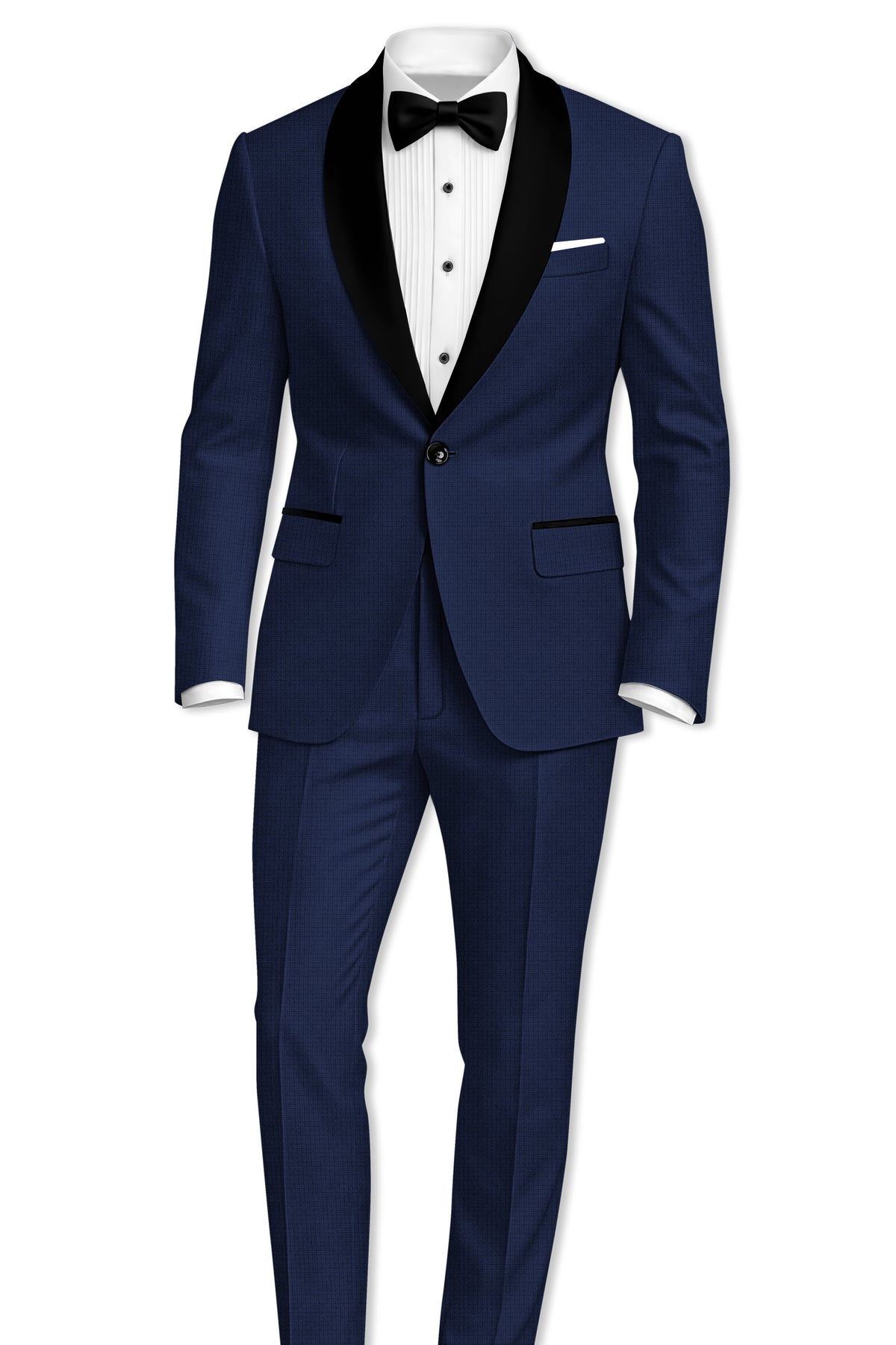 Regent-Ebony Blue Diamond Textured Wool Rich Slight Stretch Tuxedo Blazer