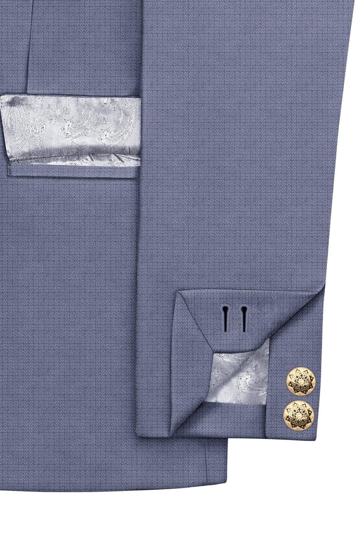 Graphite-Shuttle Gray Diamond Textured Wool Rich Slight Stretch Bandhgala Blazer