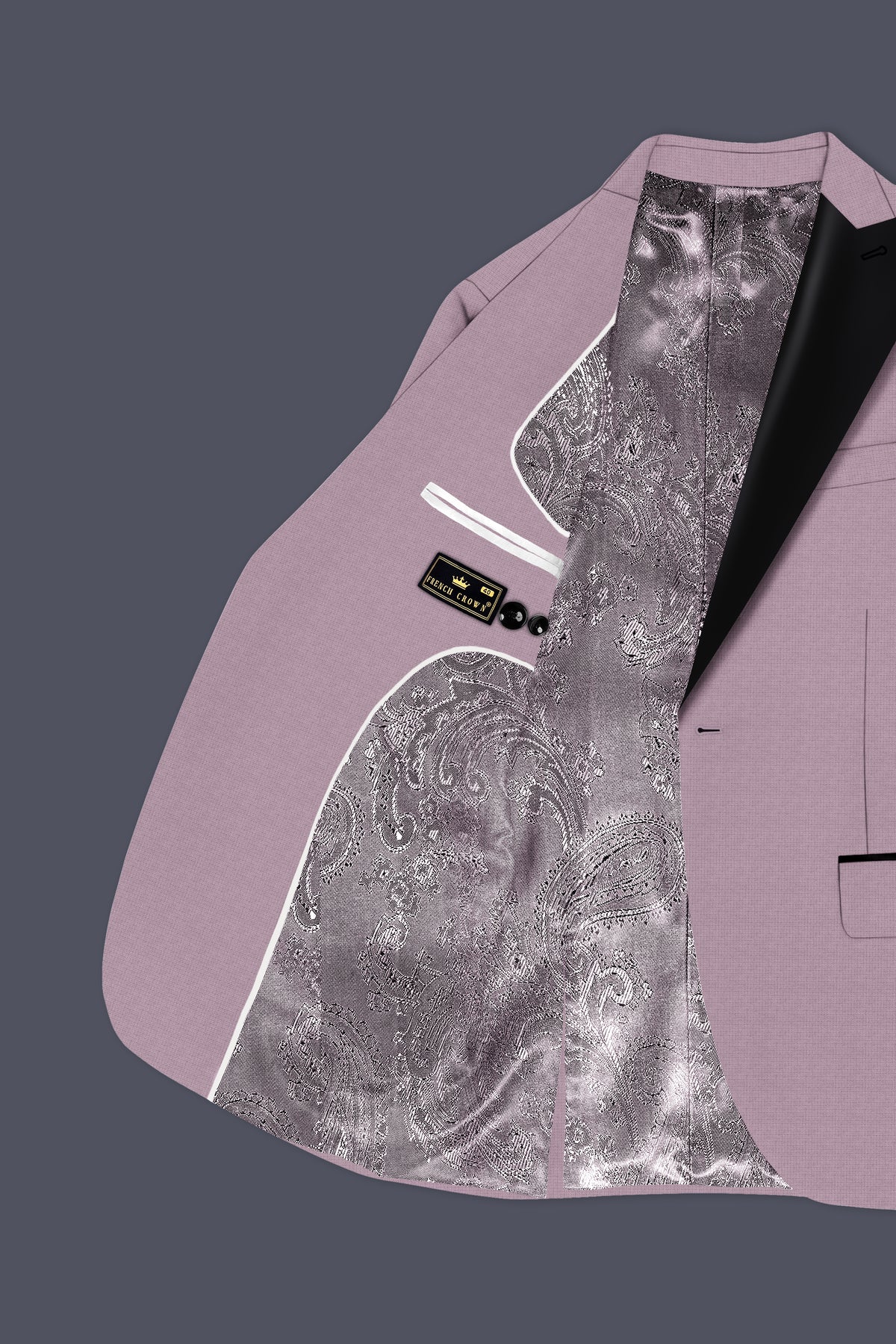 Regalia-Mountbatten Pink Diamond Textured Wool Rich Slight Stretch Peak Lapel Tuxedo Blazer