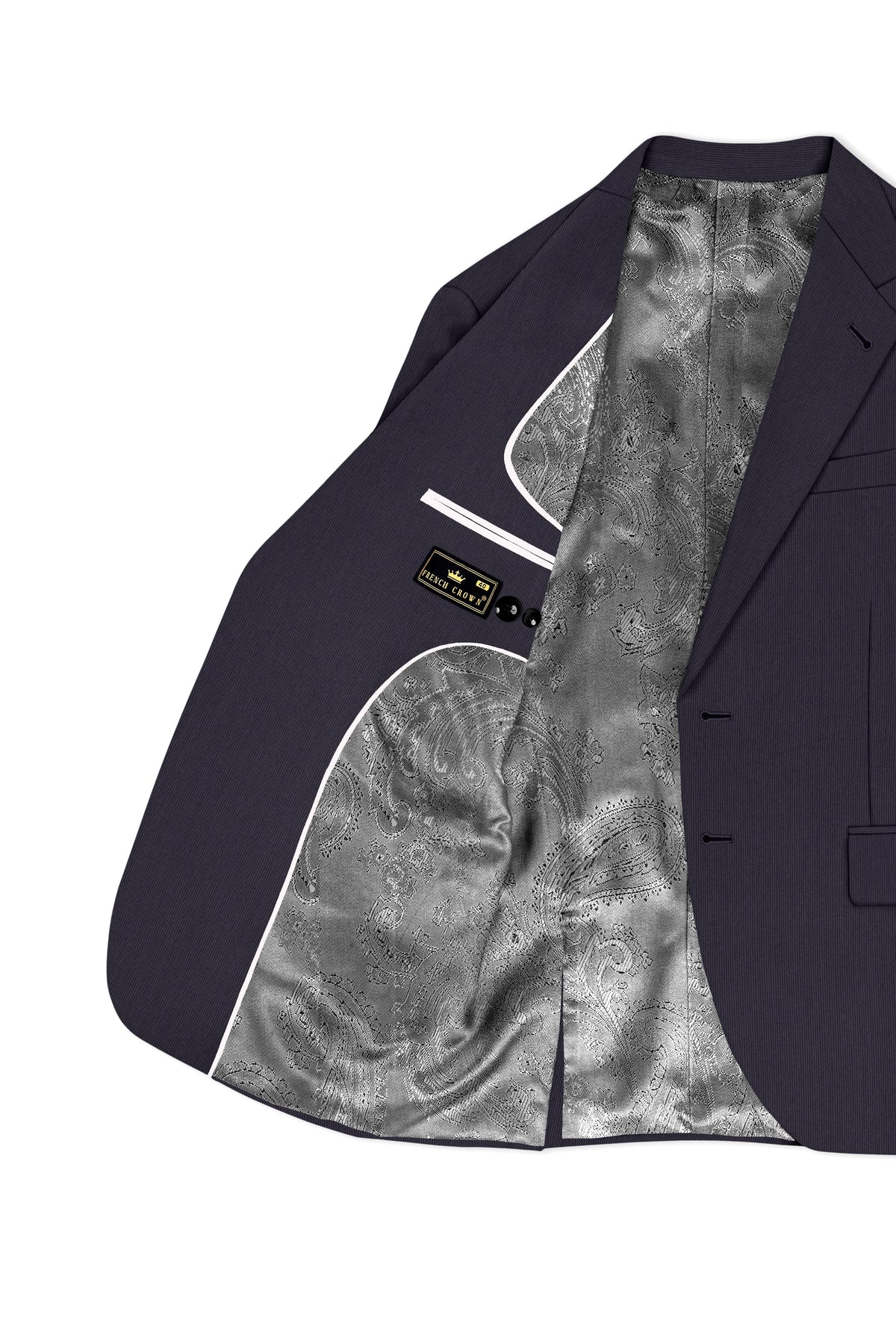 Aurelio-Charade Gray Diamond Textured Wool Rich Slight Stretch Single Breasted Blazer