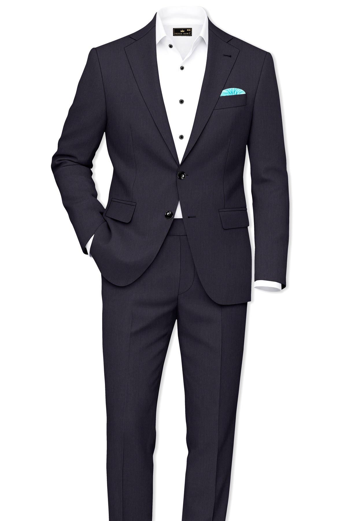 Aurelio-Charade Gray Diamond Textured Wool Rich Slight Stretch Single Breasted Blazer