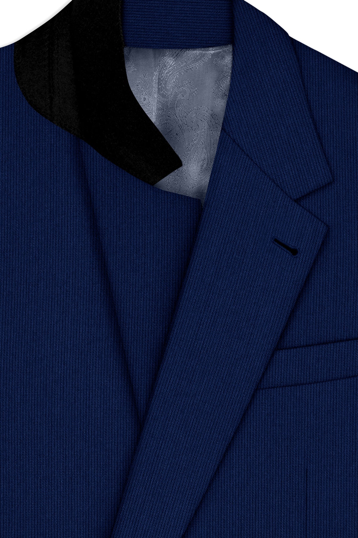 Velmont-Bunting Blue Diamond Textured Wool Rich Slight Stretch Single Breasted Blazer
